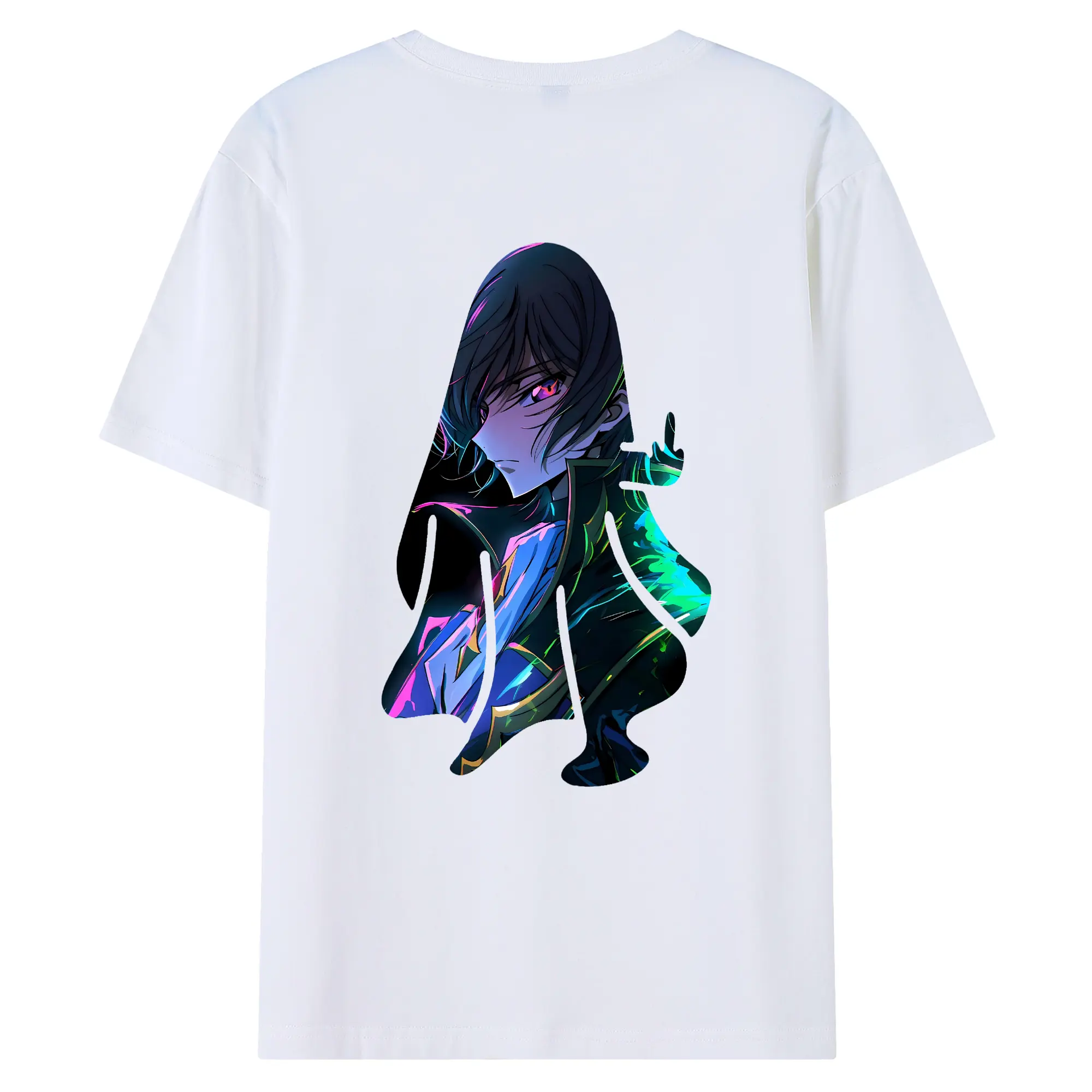 コードギアス 反逆のルルーシュ グッズ ルルーシュ・ランペルージ - 綿100％ 半袖Tシャツ ・ バックプリント ・ 快適 通気性 ・ 日常使い 散歩 スポーツ用