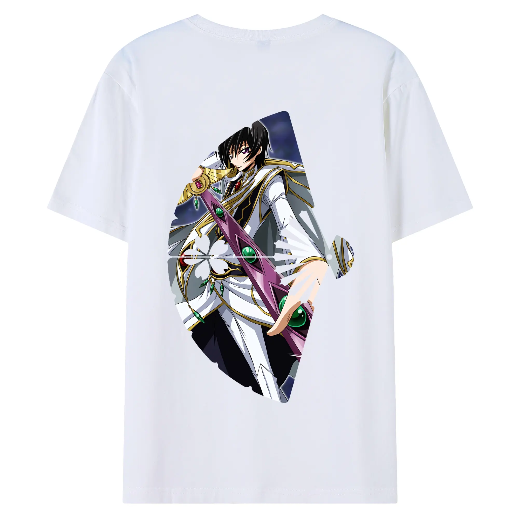 コードギアス 反逆のルルーシュ グッズ ルルーシュ・ランペルージ - 綿100％ 半袖Tシャツ ・ バックプリント ・ 快適 通気性 ・ 日常使い 散歩 スポーツ用