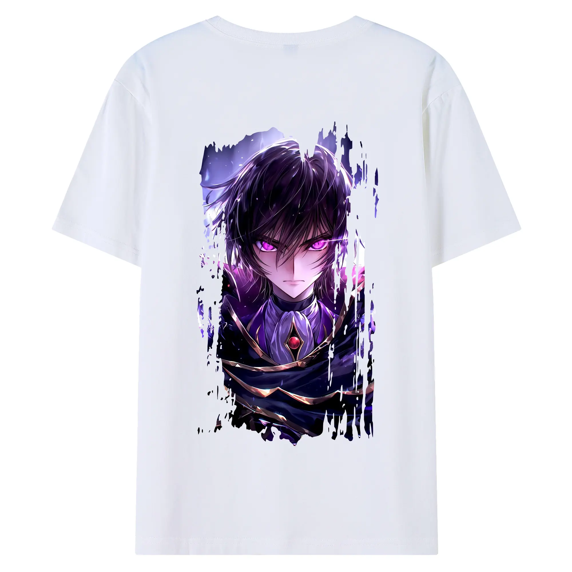 コードギアス 反逆のルルーシュ グッズ ルルーシュ・ランペルージ - 綿100％ 半袖Tシャツ ・ バックプリント ・ 快適 通気性 ・ 日常使い 散歩 スポーツ用