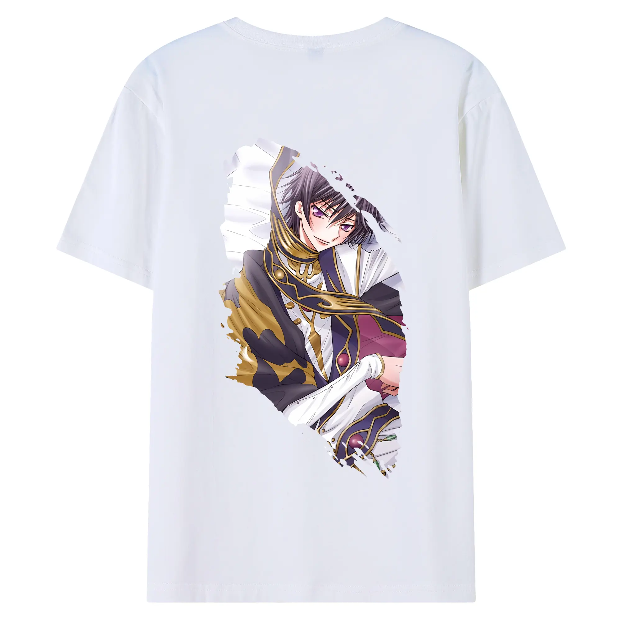 コードギアス 反逆のルルーシュ グッズ ルルーシュ・ランペルージ - 綿100％ 半袖Tシャツ ・ バックプリント ・ 快適 通気性 ・ 日常使い 散歩 スポーツ用