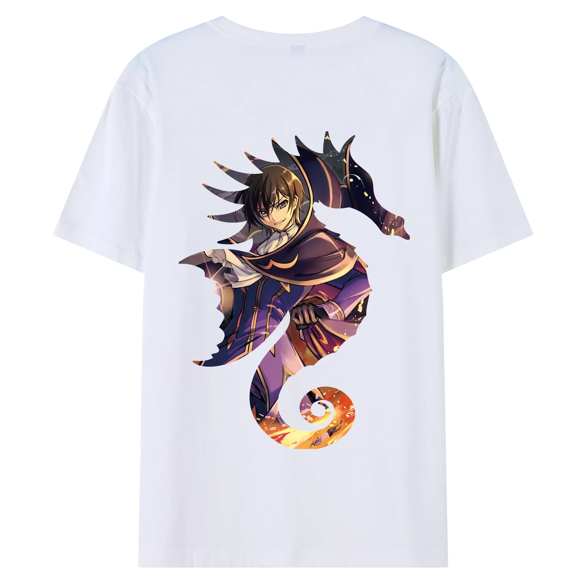 コードギアス 反逆のルルーシュ グッズ ルルーシュ・ランペルージ - 綿100％ 半袖Tシャツ ・ バックプリント ・ 快適 通気性 ・ 日常使い 散歩 スポーツ用