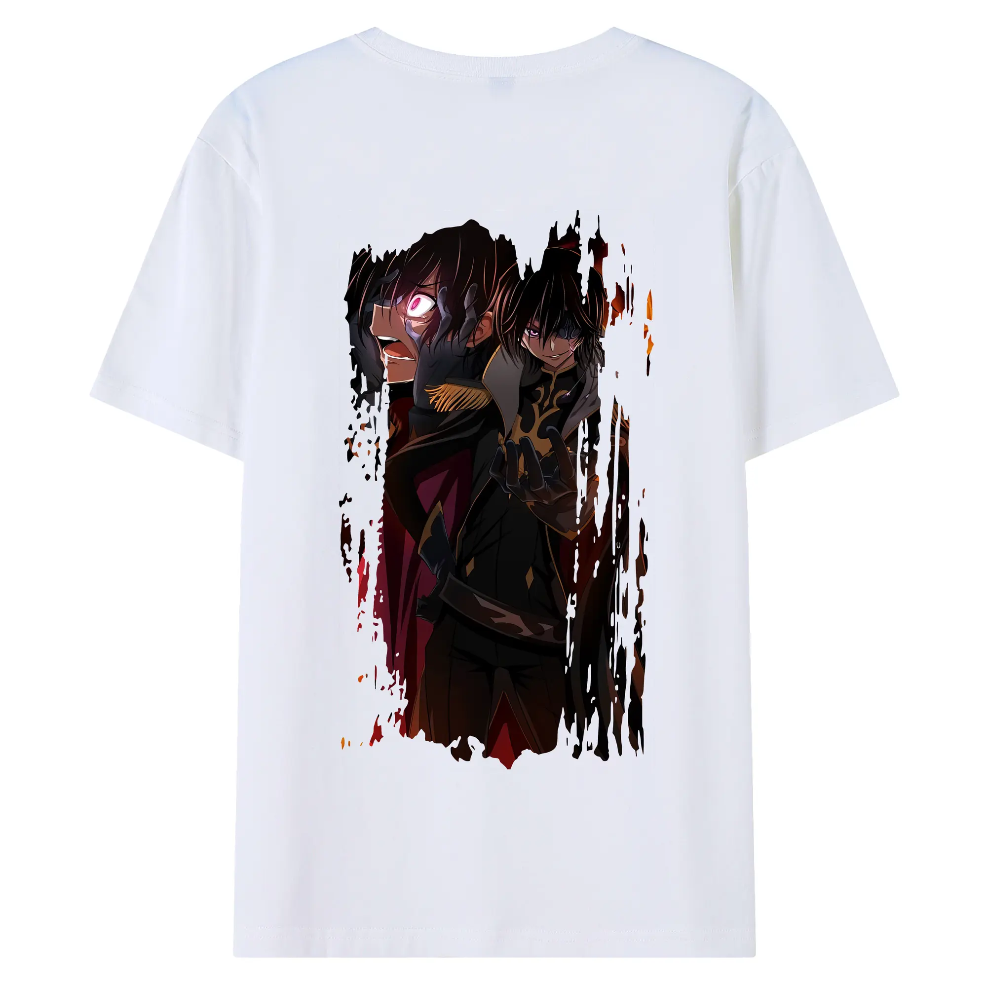 コードギアス 反逆のルルーシュ グッズ ルルーシュ・ランペルージ - 綿100％ 半袖Tシャツ ・ バックプリント ・ 快適 通気性 ・ 日常使い 散歩 スポーツ用