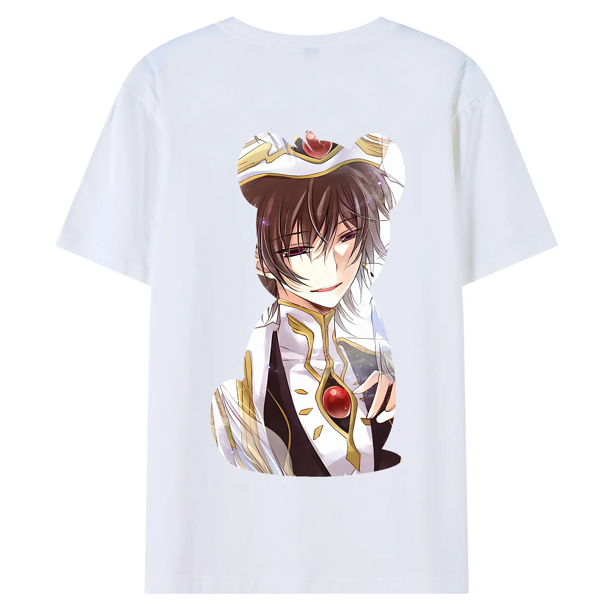 コードギアス 反逆のルルーシュ グッズ ルルーシュ・ランペルージ - 綿100％ 半袖Tシャツ ・ バックプリント ・ 快適 通気性 ・ 日常使い 散歩 スポーツ用
