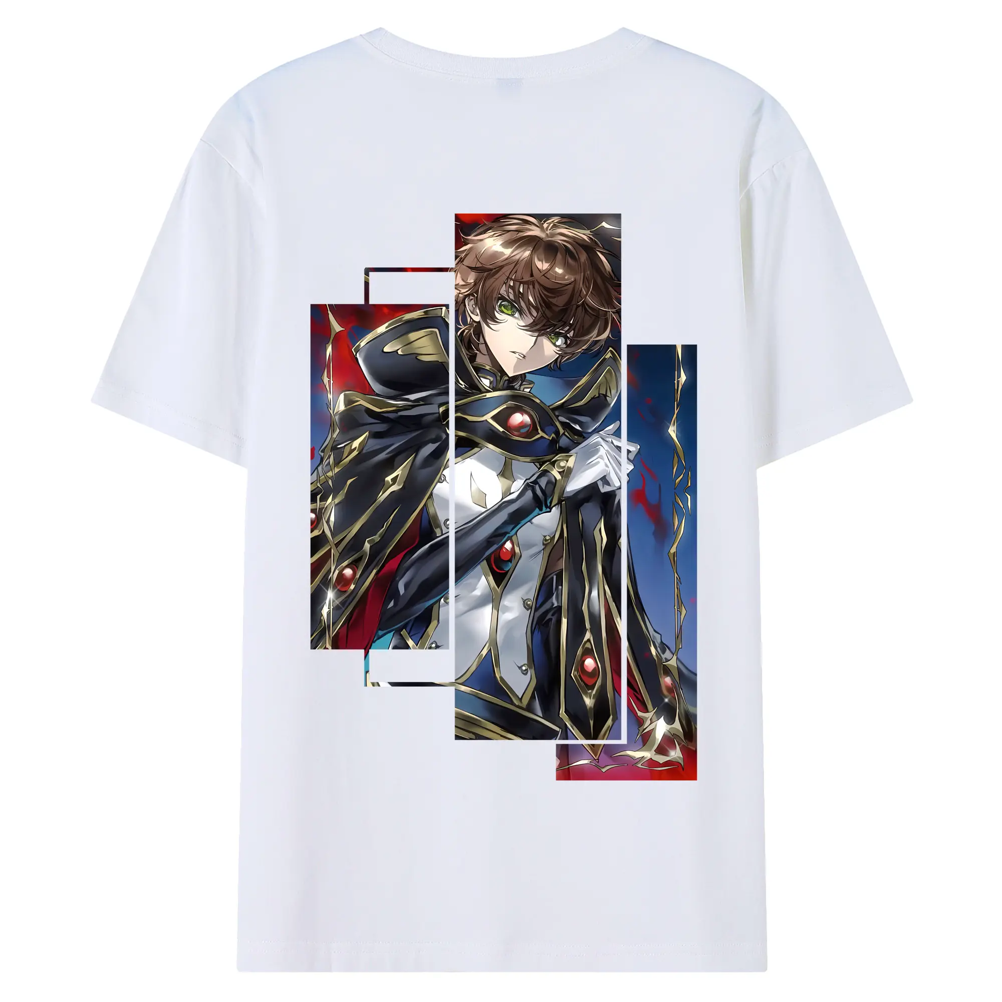 コードギアス 反逆のルルーシュ グッズ ルルーシュ・ランペルージ - 綿100％ 半袖Tシャツ ・ バックプリント ・ 快適 通気性 ・ 日常使い 散歩 スポーツ用