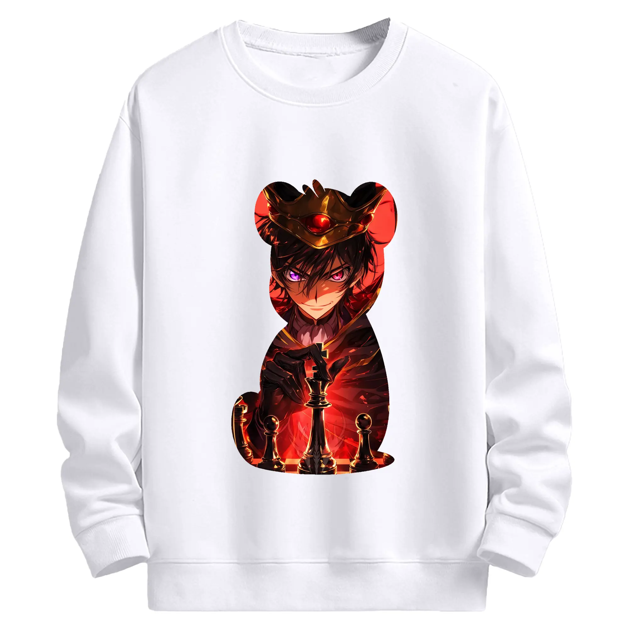 コードギアス 反逆のルルーシュ グッズ ルルーシュ・ランペルージ - 高品質 クルーネック スウェット ・ コットン59％ ポリエステル41％ ・ ユニセックス 長袖 トレーナー ・ カジュアル デイリー スポーツ 散歩用
