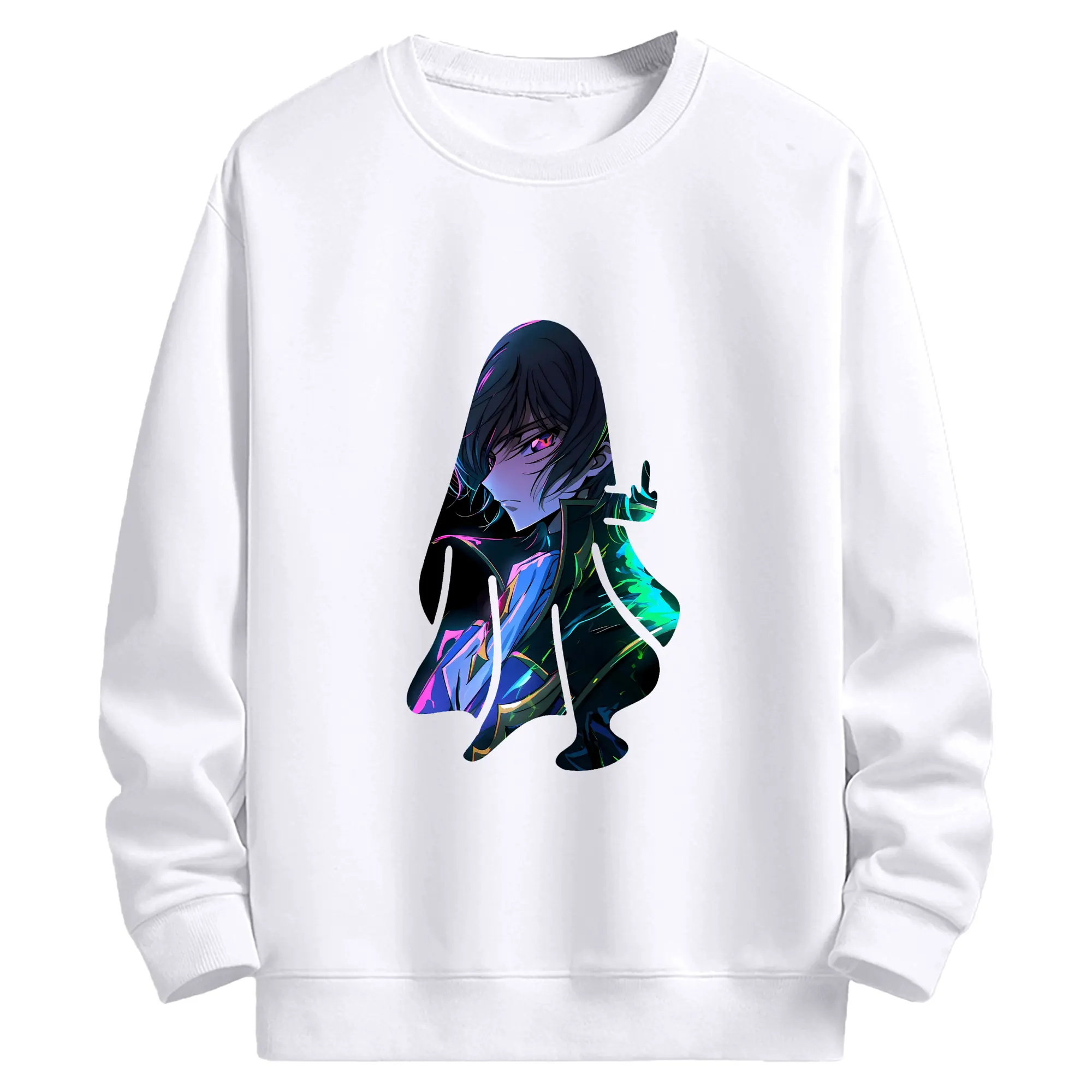 コードギアス 反逆のルルーシュ グッズ ルルーシュ・ランペルージ - 高品質 クルーネック スウェット ・ コットン59％ ポリエステル41％ ・ ユニセックス 長袖 トレーナー ・ カジュアル デイリー スポーツ 散歩用