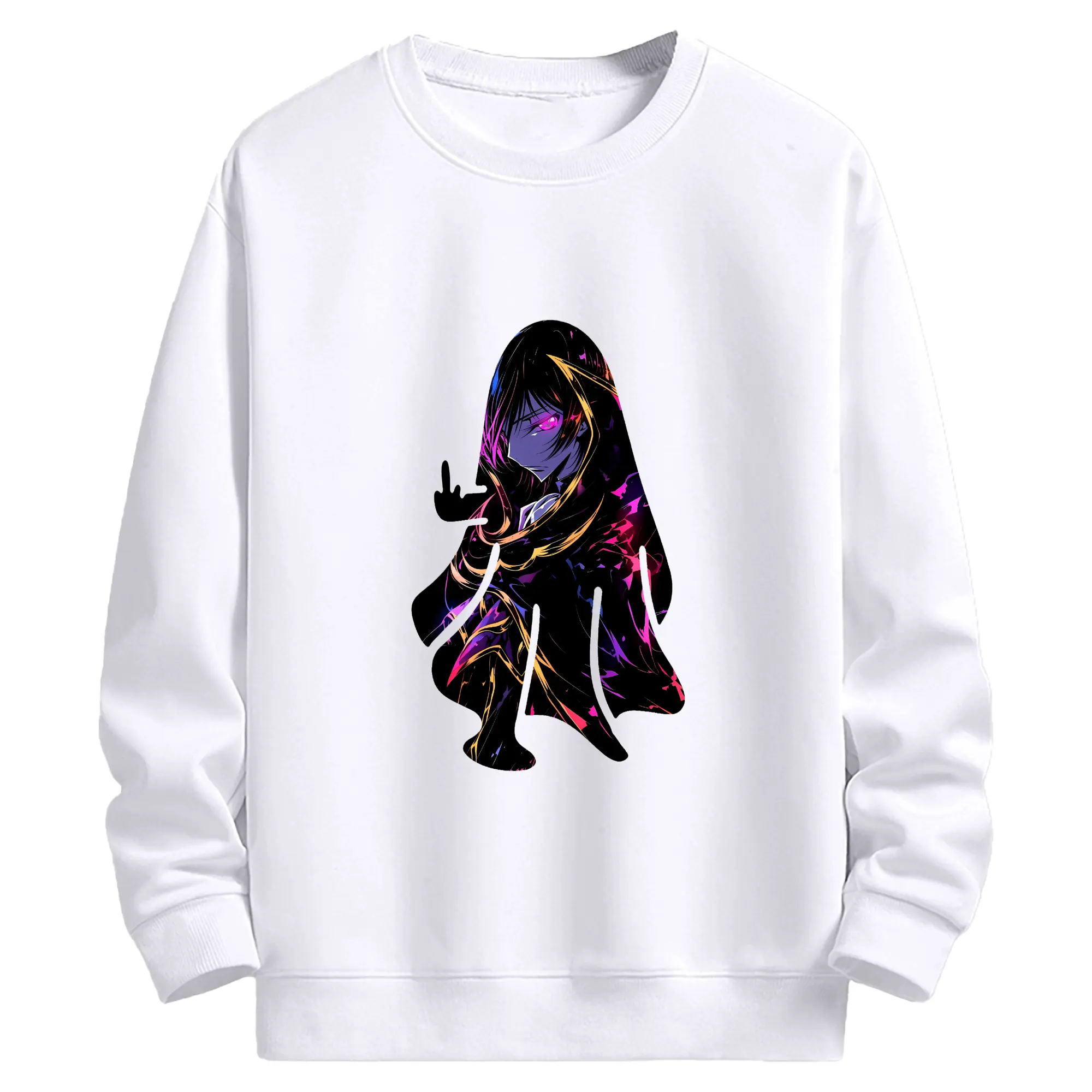 コードギアス 反逆のルルーシュ グッズ ルルーシュ・ランペルージ - 高品質 クルーネック スウェット ・ コットン59％ ポリエステル41％ ・ ユニセックス 長袖 トレーナー ・ カジュアル デイリー スポーツ 散歩用