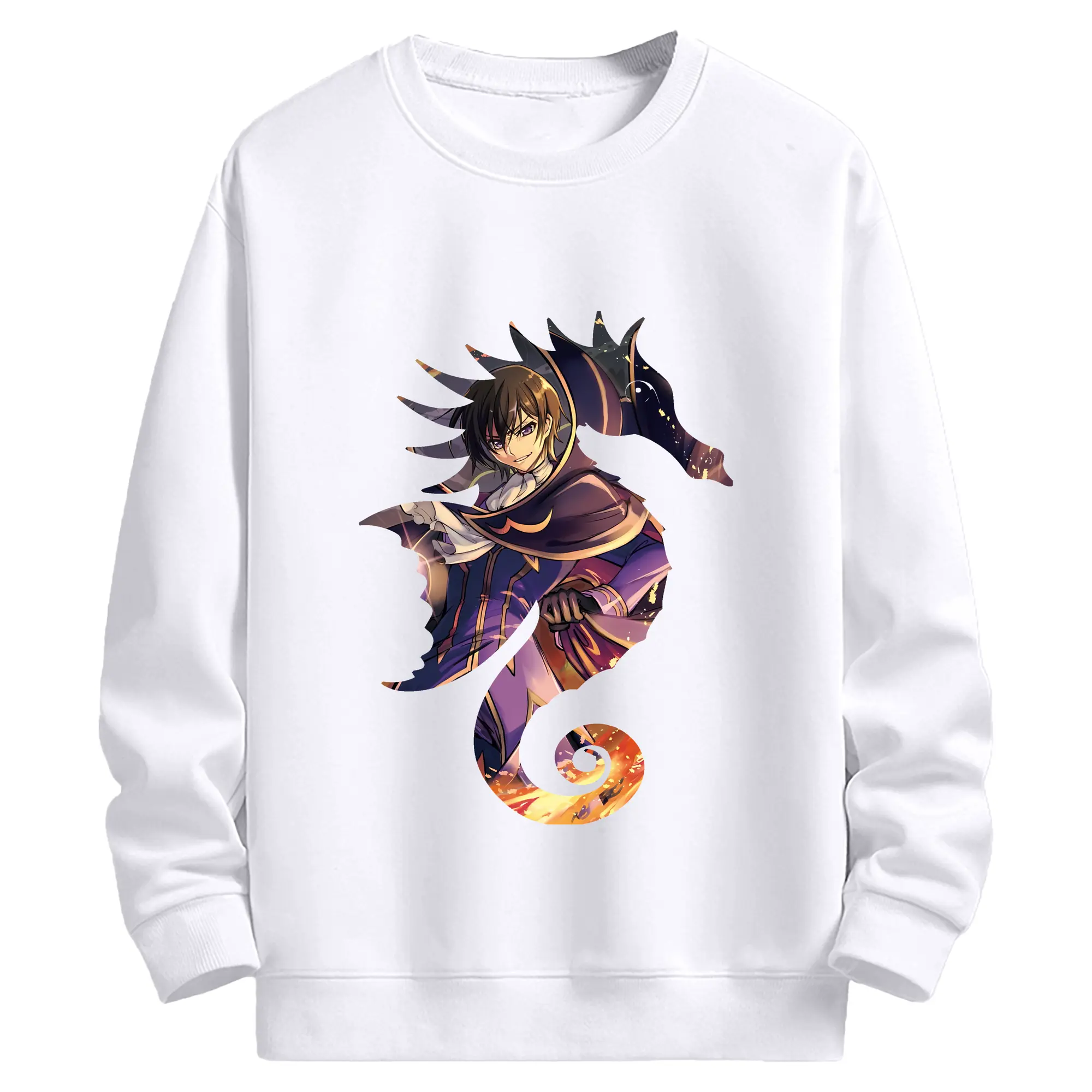 コードギアス 反逆のルルーシュ グッズ ルルーシュ・ランペルージ - 高品質 クルーネック スウェット ・ コットン59％ ポリエステル41％ ・ ユニセックス 長袖 トレーナー ・ カジュアル デイリー スポーツ 散歩用