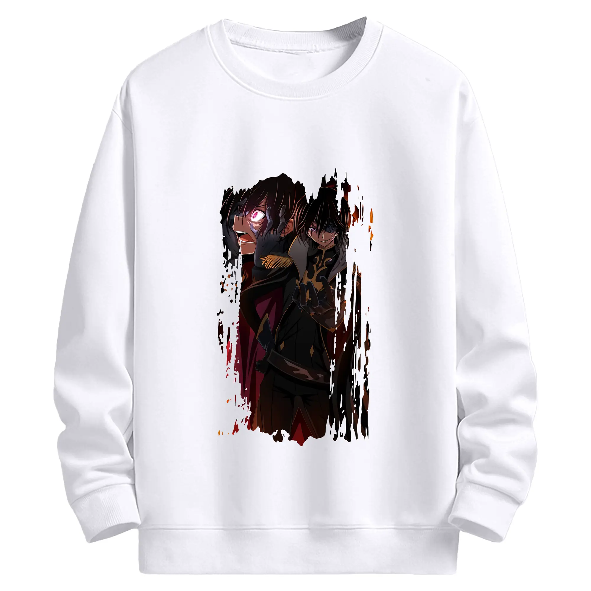 コードギアス 反逆のルルーシュ グッズ ルルーシュ・ランペルージ - 高品質 クルーネック スウェット ・ コットン59％ ポリエステル41％ ・ ユニセックス 長袖 トレーナー ・ カジュアル デイリー スポーツ 散歩用