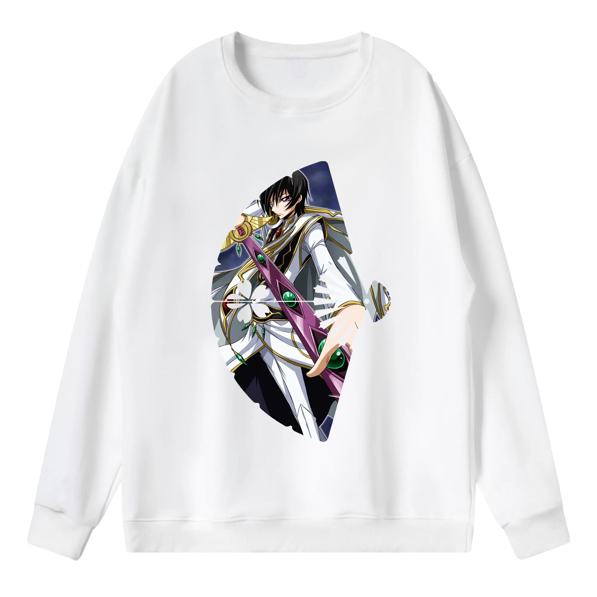 コードギアス 反逆のルルーシュ グッズ ルルーシュ・ランペルージ - 薄手 クルーネック スウェット 裏毛260g · ポリエステル 春秋向け カジュアル 男女兼用 · トレーナー デイリー スポーツ 散歩に最適