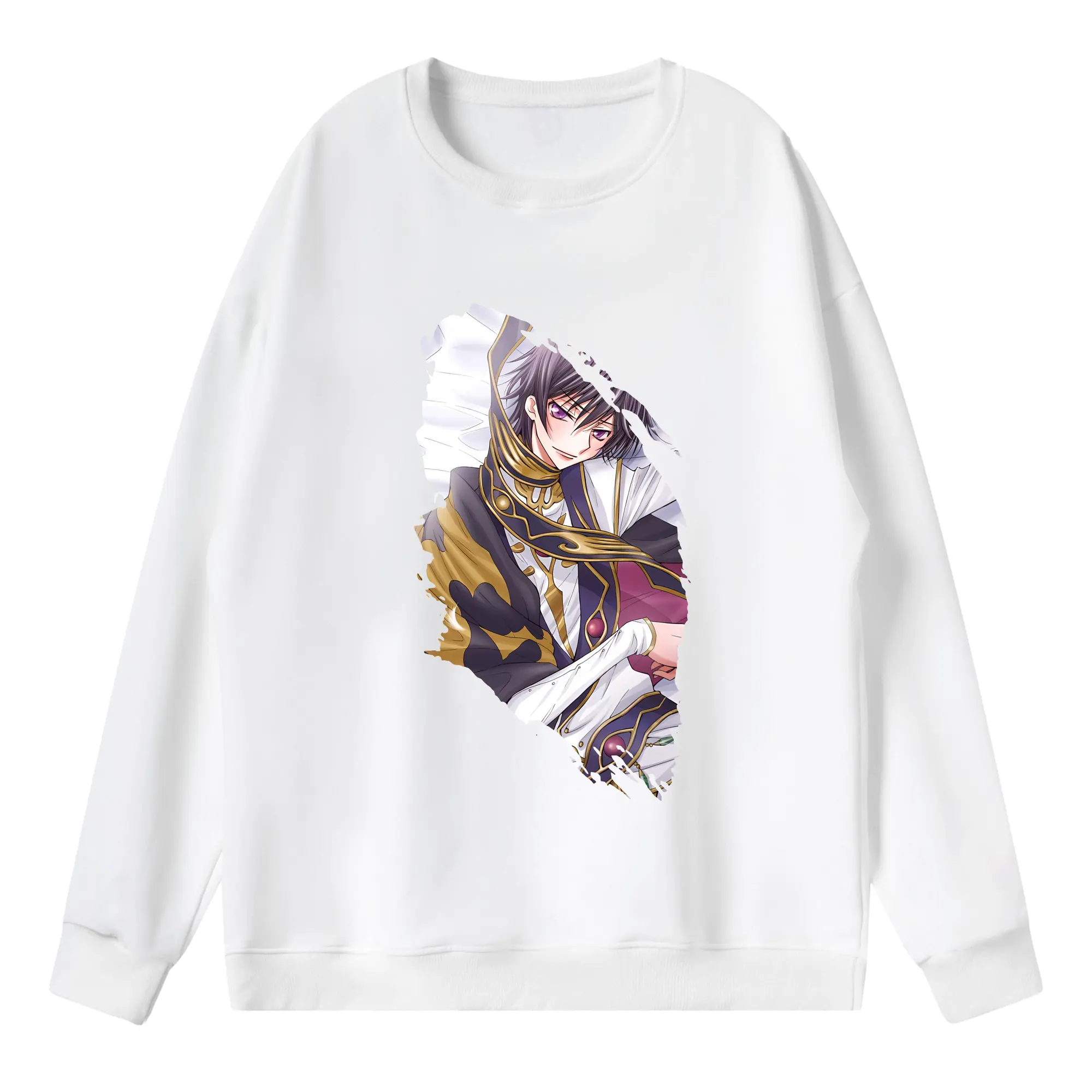 コードギアス 反逆のルルーシュ グッズ ルルーシュ・ランペルージ - 薄手 クルーネック スウェット 裏毛260g · ポリエステル 春秋向け カジュアル 男女兼用 · トレーナー デイリー スポーツ 散歩に最適