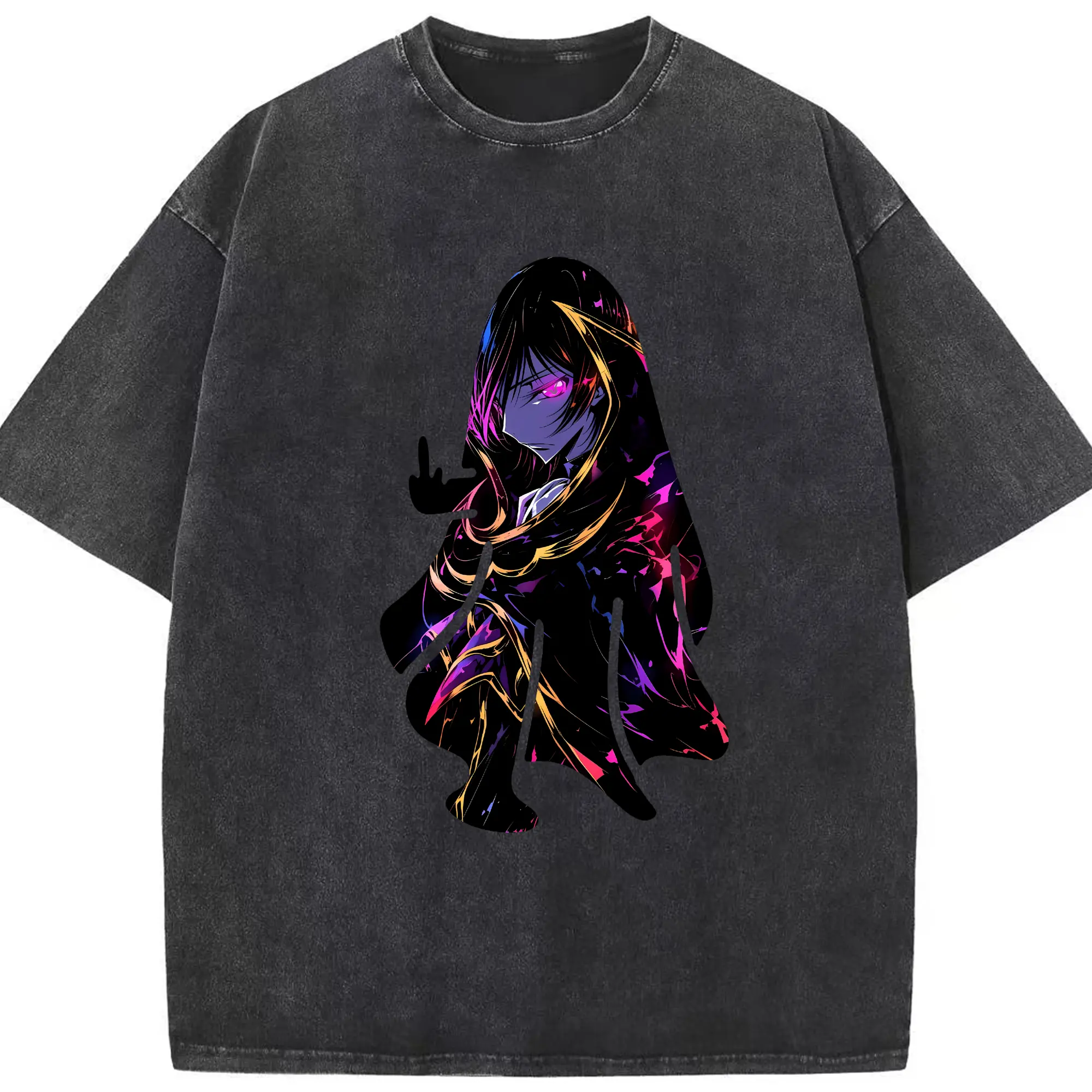 コードギアス 反逆のルルーシュ グッズ ルルーシュ・ランペルージ - 綿100％ ヴィンテージ風 半袖Tシャツ ・ フロントプリント ・ 柔らか肌触り ・ 通気性 快適 ・ スポーツ カジュアル 外出用