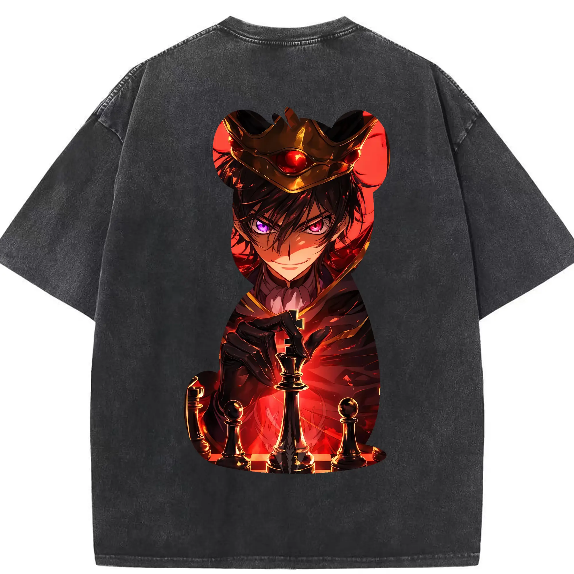 コードギアス 反逆のルルーシュ グッズ ルルーシュ・ランペルージ - 綿100％ ヴィンテージ風 半袖Tシャツ ・ 背面プリント ・ 柔らか肌触り ・ 通気性 快適 ・ スポーツ カジュアル 外出用