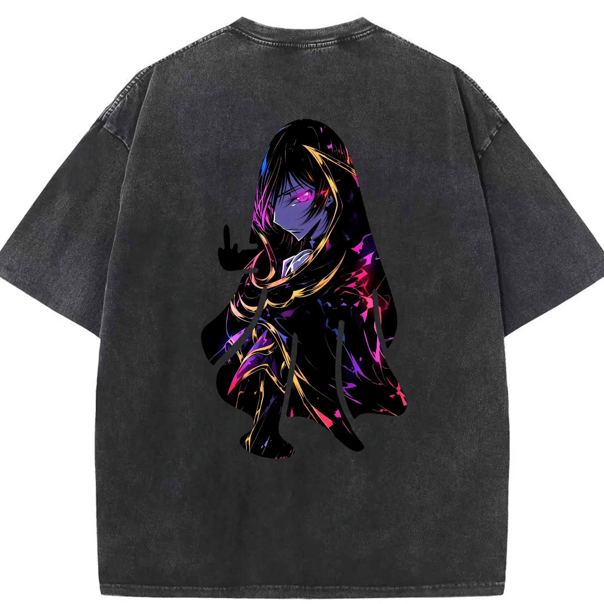 コードギアス 反逆のルルーシュ グッズ ルルーシュ・ランペルージ - 綿100％ ヴィンテージ風 半袖Tシャツ ・ 背面プリント ・ 柔らか肌触り ・ 通気性 快適 ・ スポーツ カジュアル 外出用