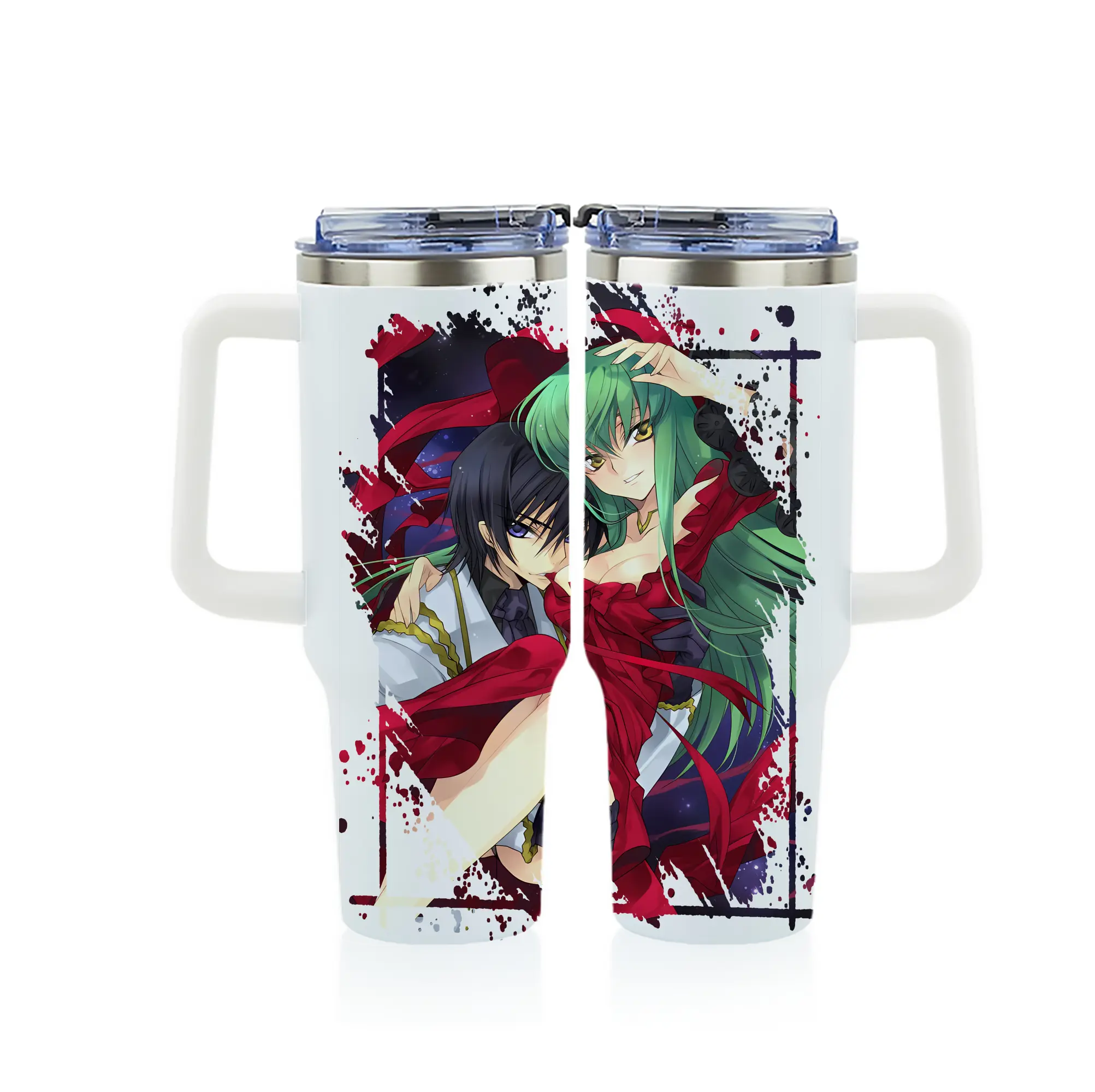 コードギアス 反逆のルルーシュ グッズ シーツー - 1200mL フルプリント車用タンブラー ・ 304ステンレス 内側 ・ 201ステンレス 外側 ・ 保温 保冷 ・ 通勤 ドライブ アウトドア用