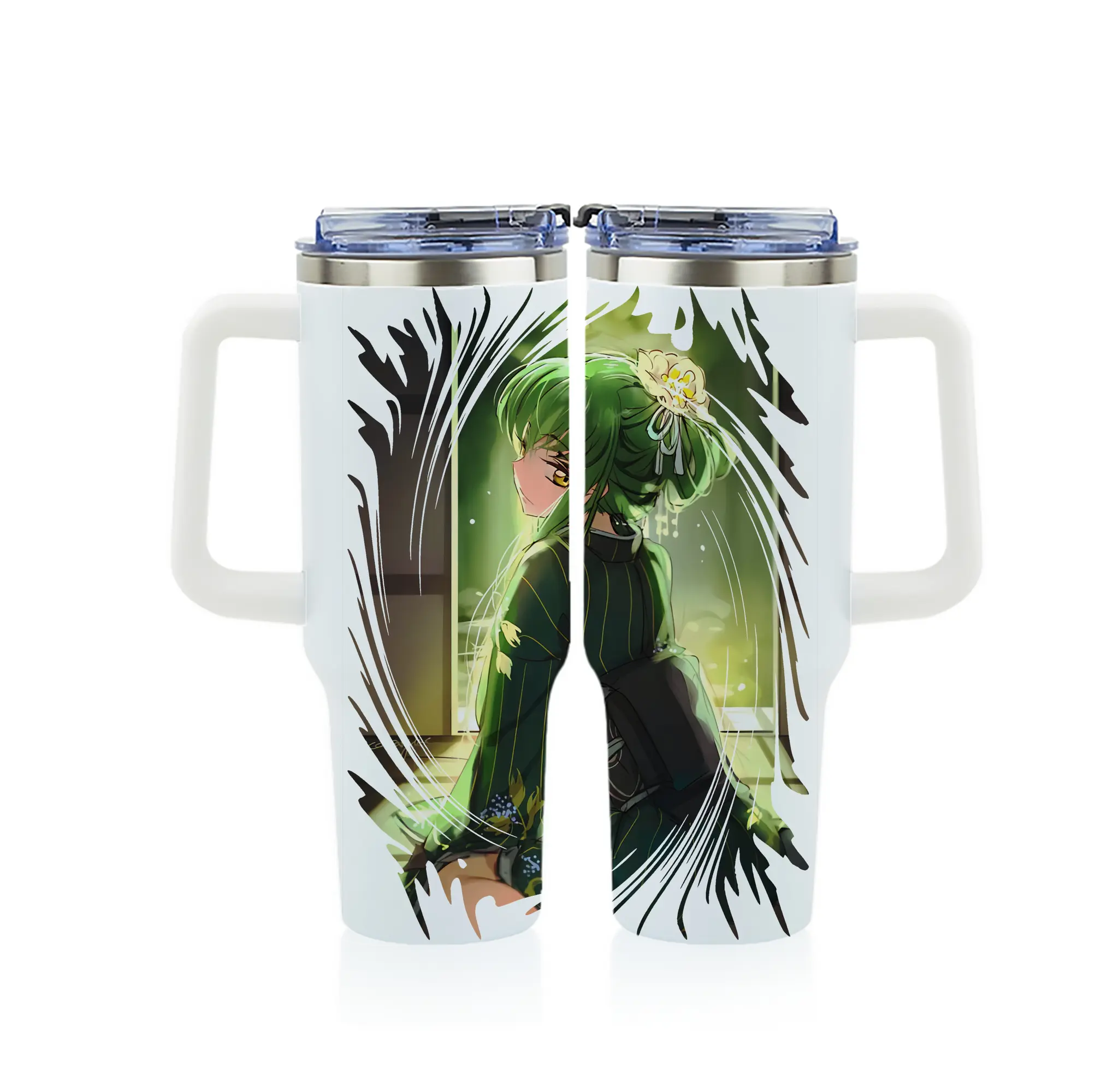 コードギアス 反逆のルルーシュ グッズ シーツー - 1200mL フルプリント車用タンブラー ・ 304ステンレス 内側 ・ 201ステンレス 外側 ・ 保温 保冷 ・ 通勤 ドライブ アウトドア用