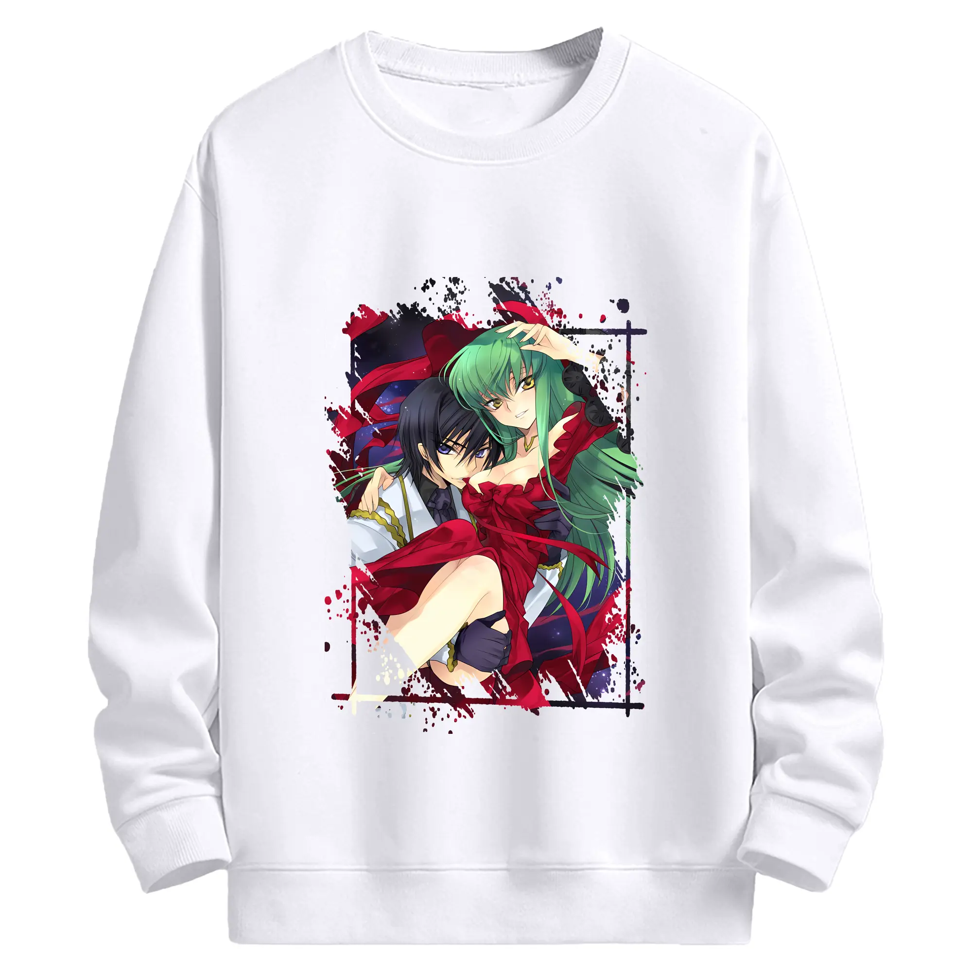 コードギアス 反逆のルルーシュ グッズ シーツー - 高品質 クルーネック スウェット ・ コットン59％ ポリエステル41％ ・ ユニセックス 長袖 トレーナー ・ カジュアル デイリー スポーツ 散歩用