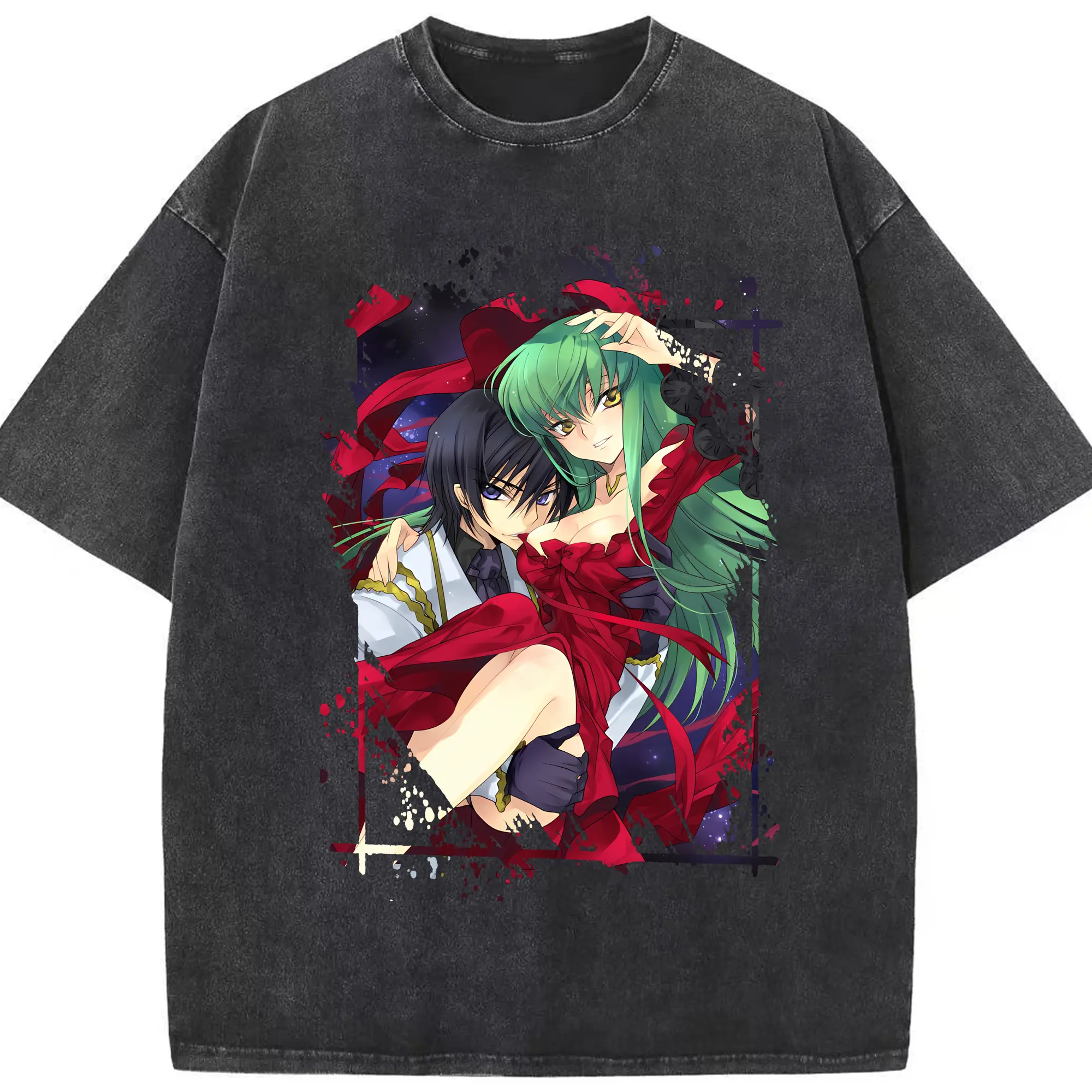 コードギアス 反逆のルルーシュ グッズ シーツー - 綿100％ ヴィンテージ風 半袖Tシャツ ・ フロントプリント ・ 柔らか肌触り ・ 通気性 快適 ・ スポーツ カジュアル 外出用
