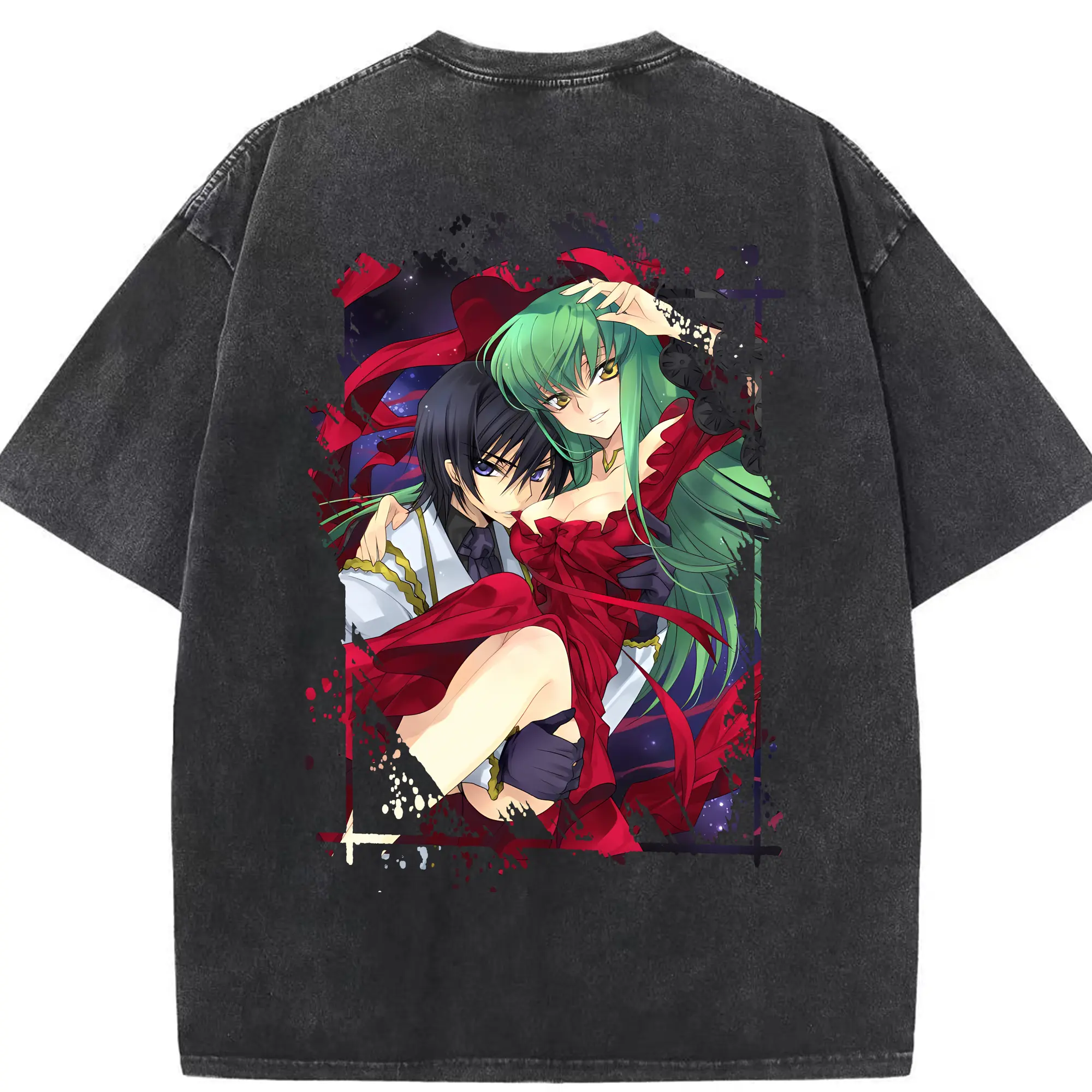 コードギアス 反逆のルルーシュ グッズ シーツー - 綿100％ ヴィンテージ風 半袖Tシャツ ・ 背面プリント ・ 柔らか肌触り ・ 通気性 快適 ・ スポーツ カジュアル 外出用