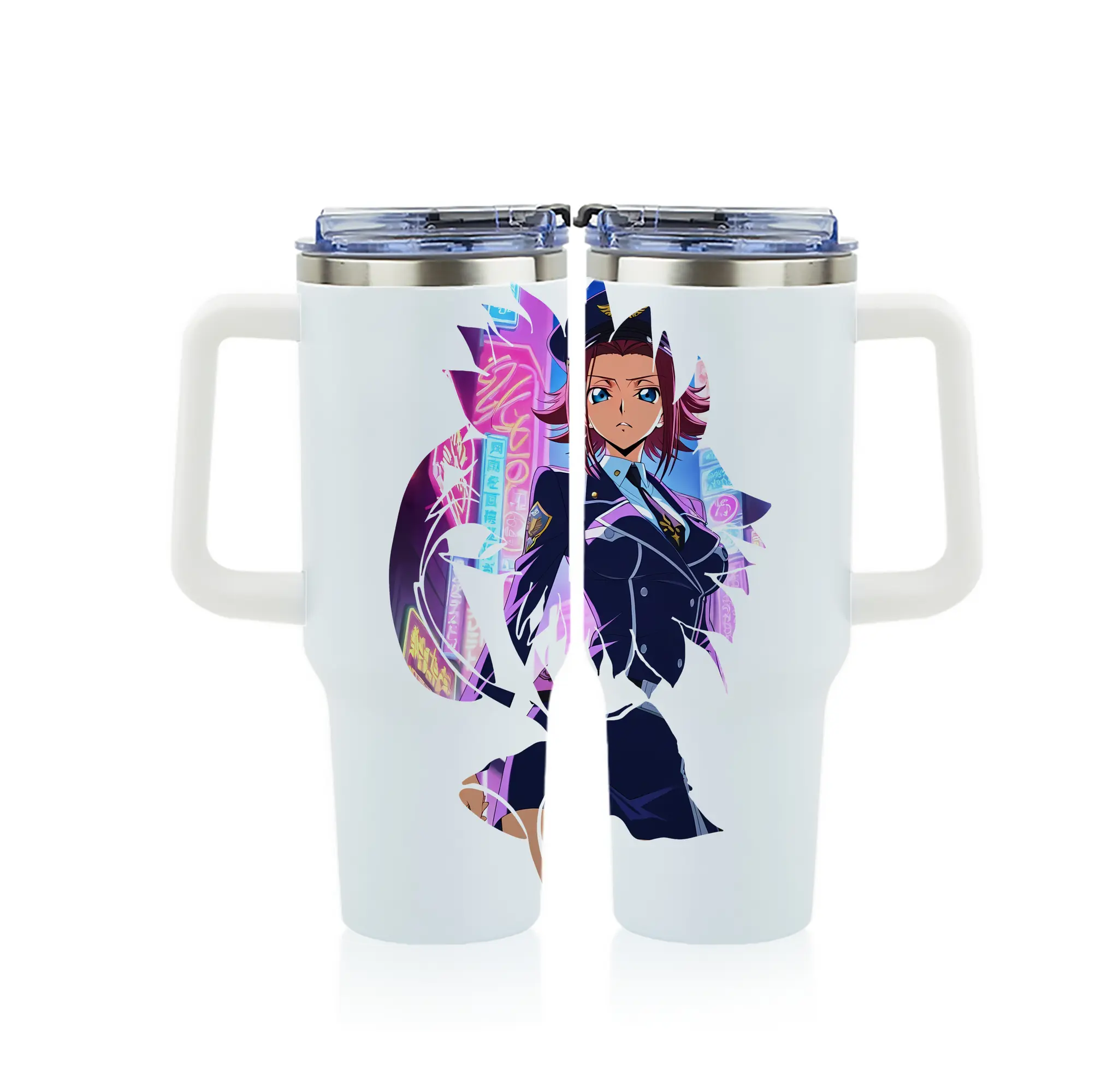 コードギアス 反逆のルルーシュ グッズ カレン・シュタットフェルト - 1200mL フルプリント車用タンブラー ・ 304ステンレス 内側 ・ 201ステンレス 外側 ・ 保温 保冷 ・ 通勤 ドライブ アウトドア用