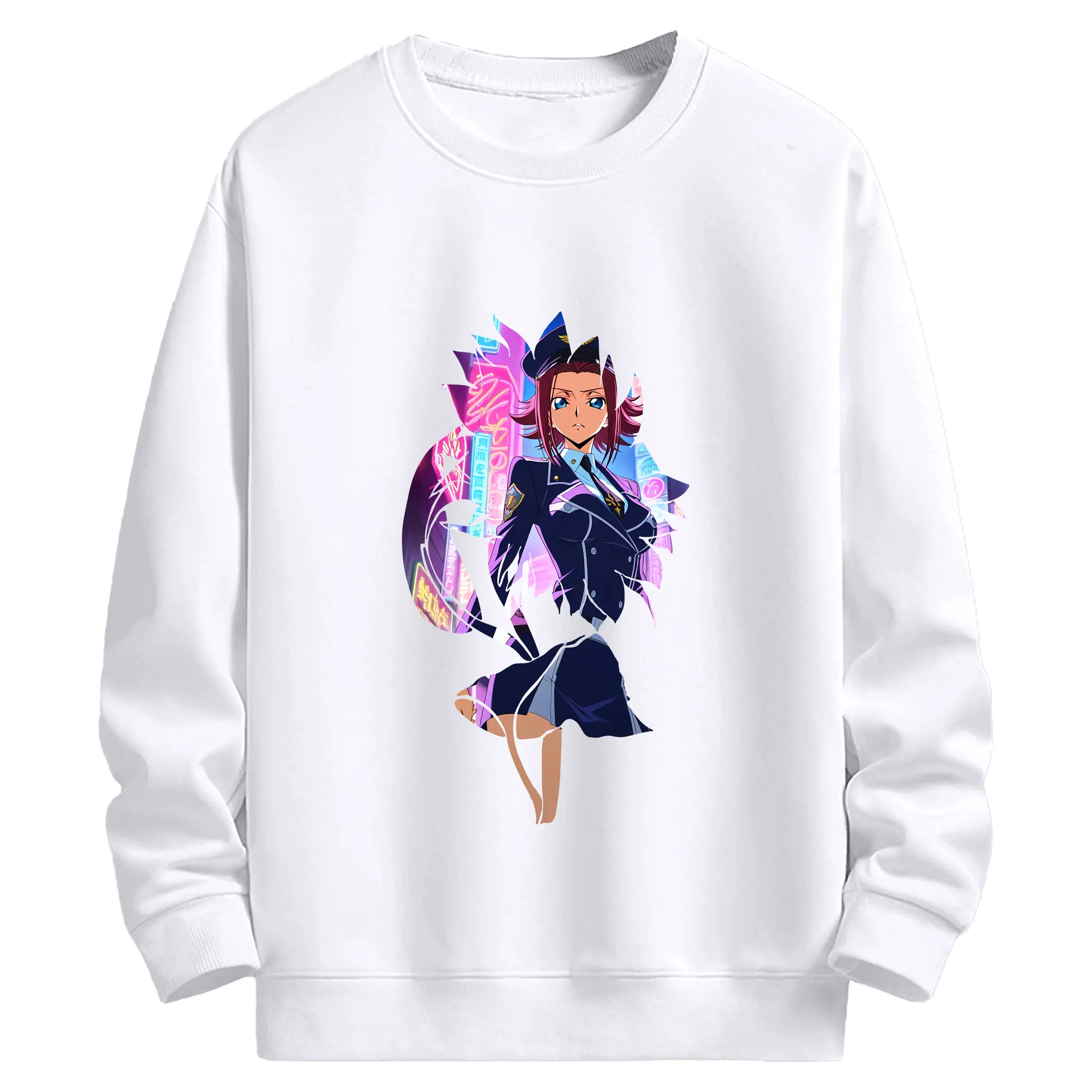 コードギアス 反逆のルルーシュ グッズ カレン・シュタットフェルト - 高品質 クルーネック スウェット ・ コットン59％ ポリエステル41％ ・ ユニセックス 長袖 トレーナー ・ カジュアル デイリー スポーツ 散歩用