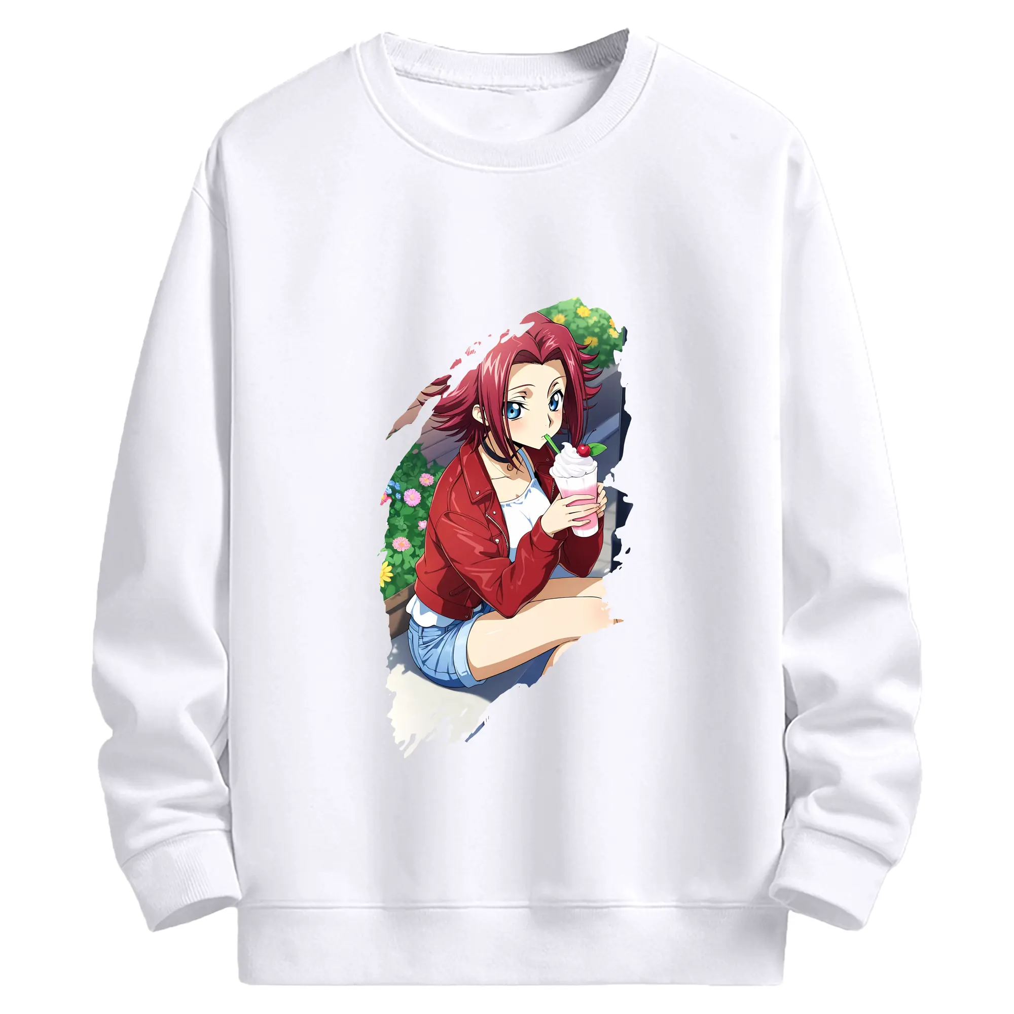 コードギアス 反逆のルルーシュ グッズ カレン・シュタットフェルト - 高品質 クルーネック スウェット ・ コットン59％ ポリエステル41％ ・ ユニセックス 長袖 トレーナー ・ カジュアル デイリー スポーツ 散歩用