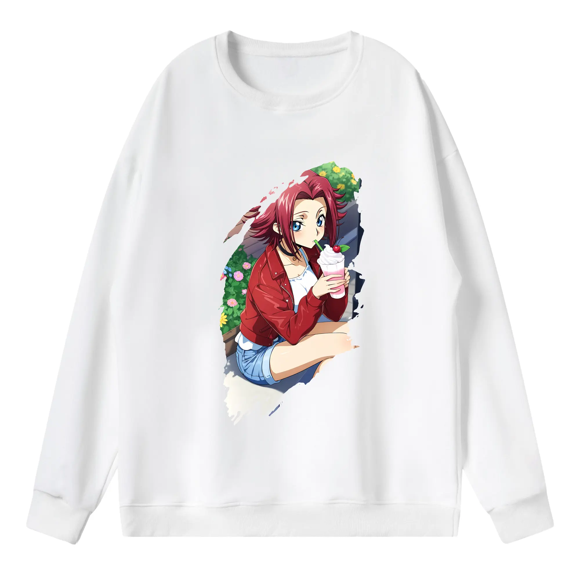 コードギアス 反逆のルルーシュ グッズ カレン・シュタットフェルト - 薄手 クルーネック スウェット 裏毛260g · ポリエステル 春秋向け カジュアル 男女兼用 · トレーナー デイリー スポーツ 散歩に最適