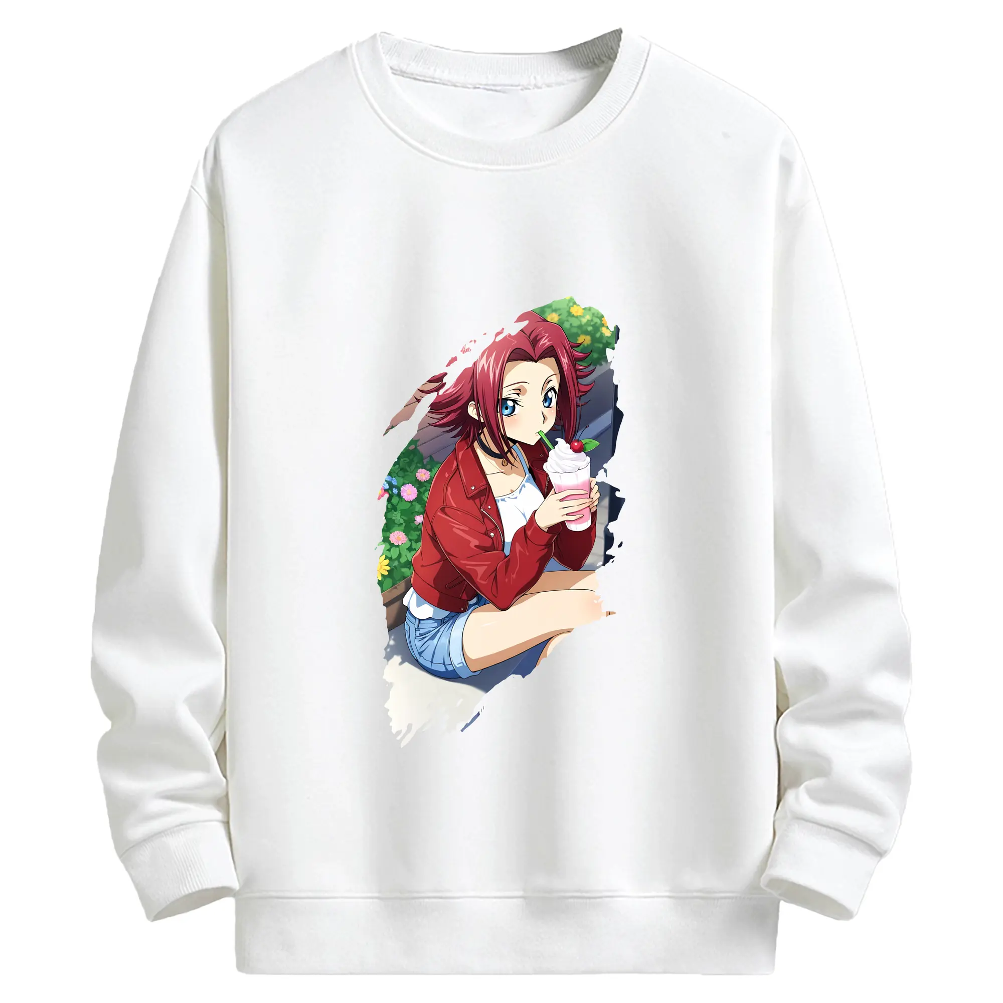 コードギアス 反逆のルルーシュ グッズ カレン・シュタットフェルト - キッズ クルーネックスウェットシャツ ・ フロントプリント ・ 綿80％ ポリエステル20％ ・ 快適 通学 スポーツ 日常使い お散歩用