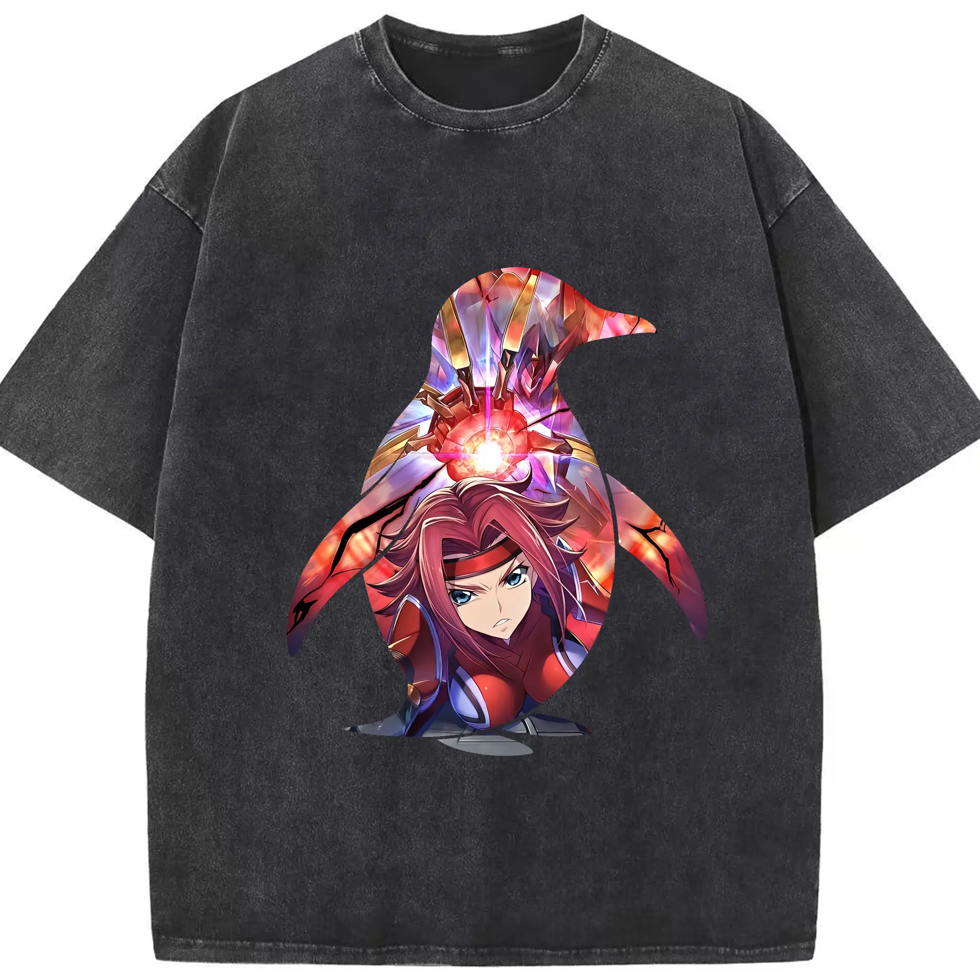 コードギアス 反逆のルルーシュ グッズ カレン・シュタットフェルト - 綿100％ ヴィンテージ風 半袖Tシャツ ・ フロントプリント ・ 柔らか肌触り ・ 通気性 快適 ・ スポーツ カジュアル 外出用