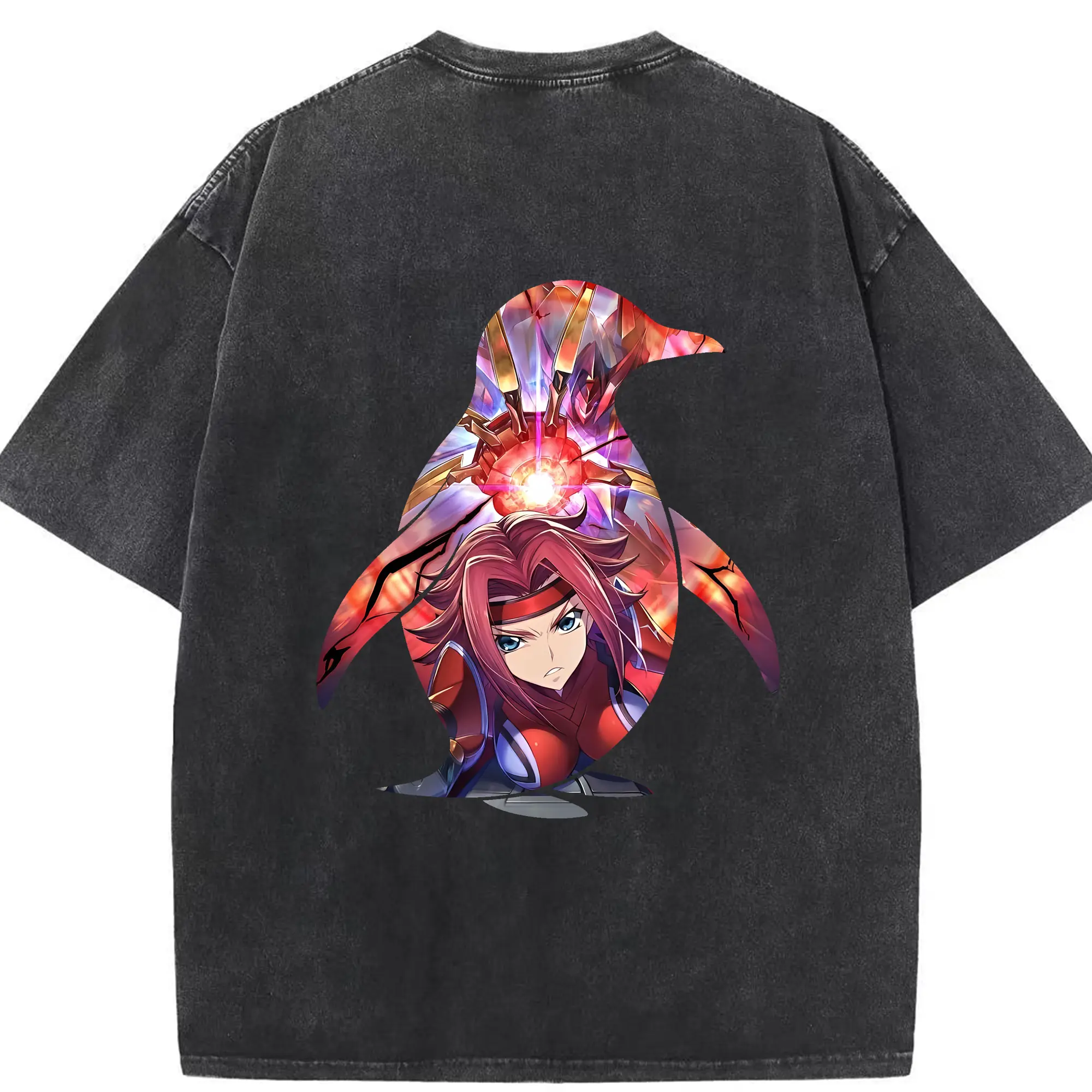 コードギアス 反逆のルルーシュ グッズ カレン・シュタットフェルト - 綿100％ ヴィンテージ風 半袖Tシャツ ・ 背面プリント ・ 柔らか肌触り ・ 通気性 快適 ・ スポーツ カジュアル 外出用