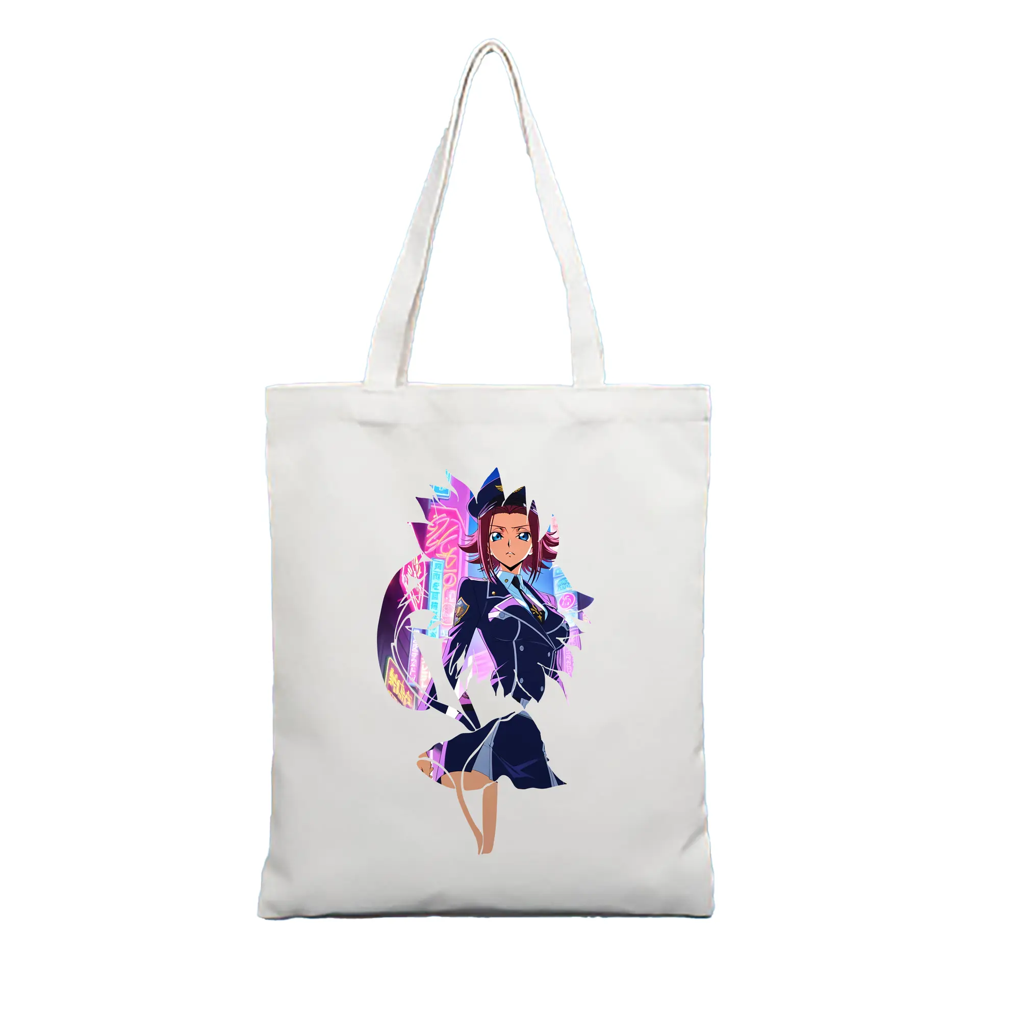 コードギアス 反逆のルルーシュ グッズ カレン・シュタットフェルト - 縦型キャンバス手提げバッグ（トートバッグ） ・ キャンバス素材 ・ ショッピング用 ・ 軽量 丈夫 お手入れ簡単