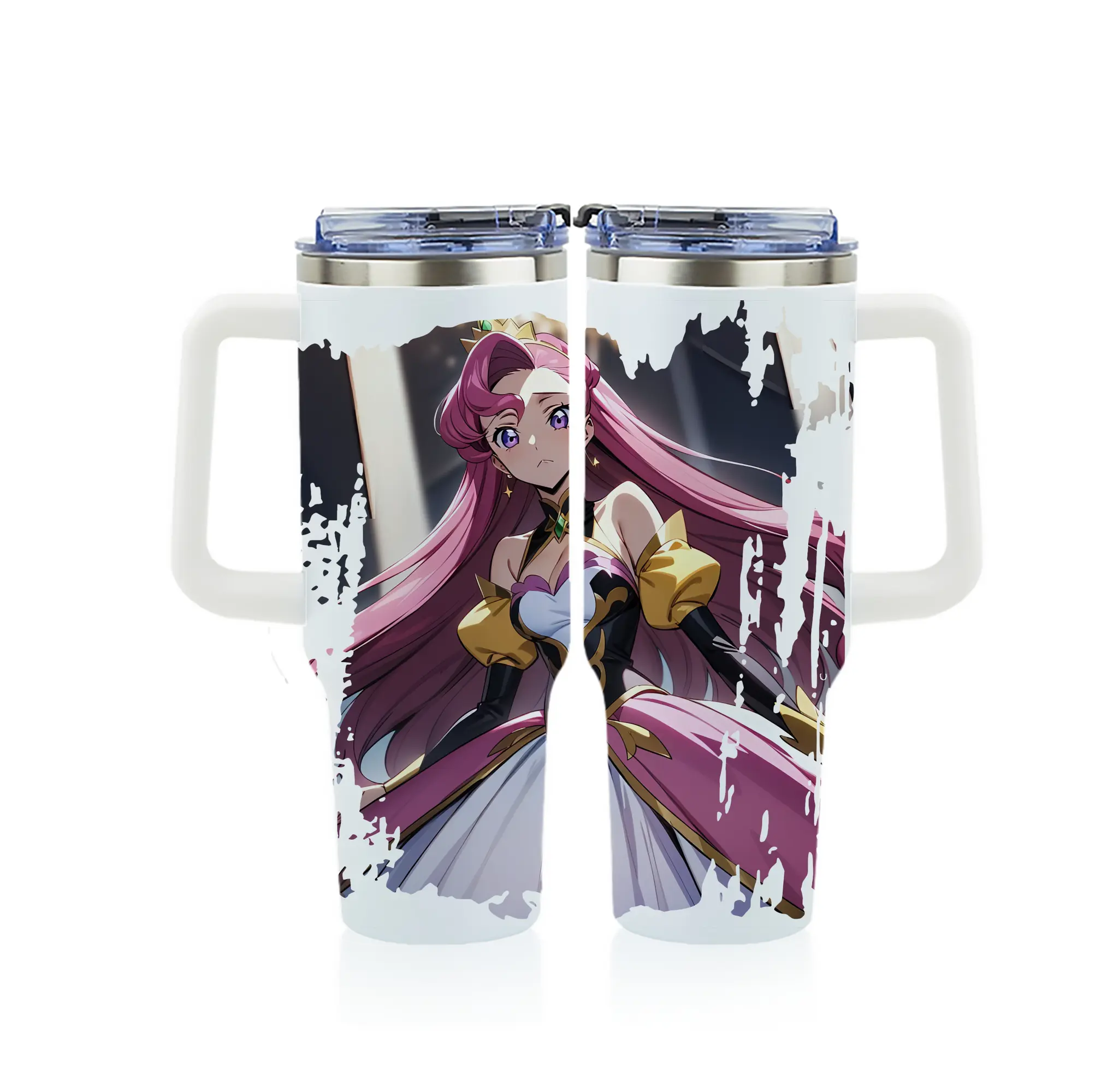 コードギアス 反逆のルルーシュ グッズ ユーフェミア・リ・ブリタニア - 1200mL フルプリント車用タンブラー ・ 304ステンレス 内側 ・ 201ステンレス 外側 ・ 保温 保冷 ・ 通勤 ドライブ アウトドア用