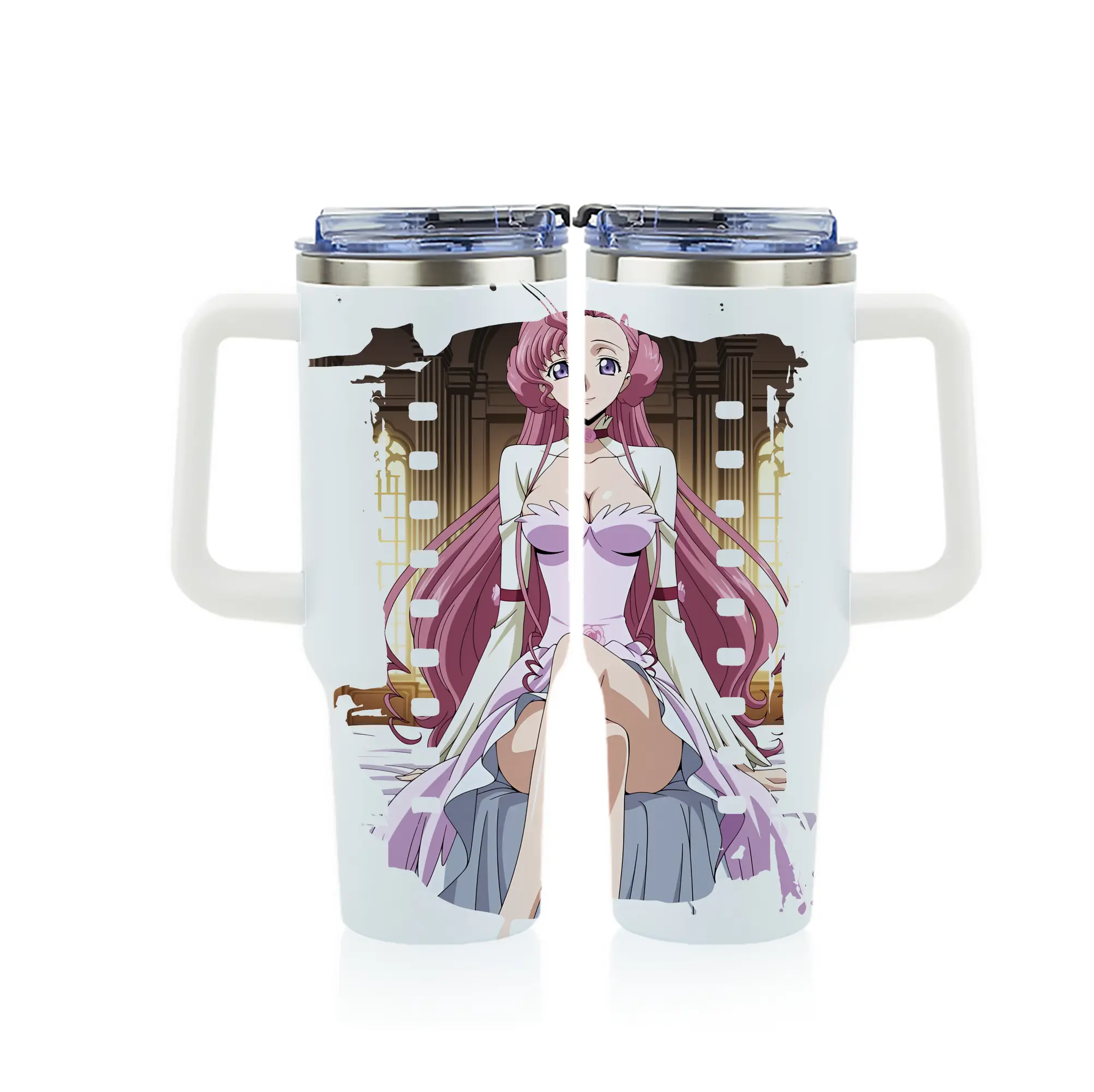 コードギアス 反逆のルルーシュ グッズ ユーフェミア・リ・ブリタニア - 1200mL フルプリント車用タンブラー ・ 304ステンレス 内側 ・ 201ステンレス 外側 ・ 保温 保冷 ・ 通勤 ドライブ アウトドア用