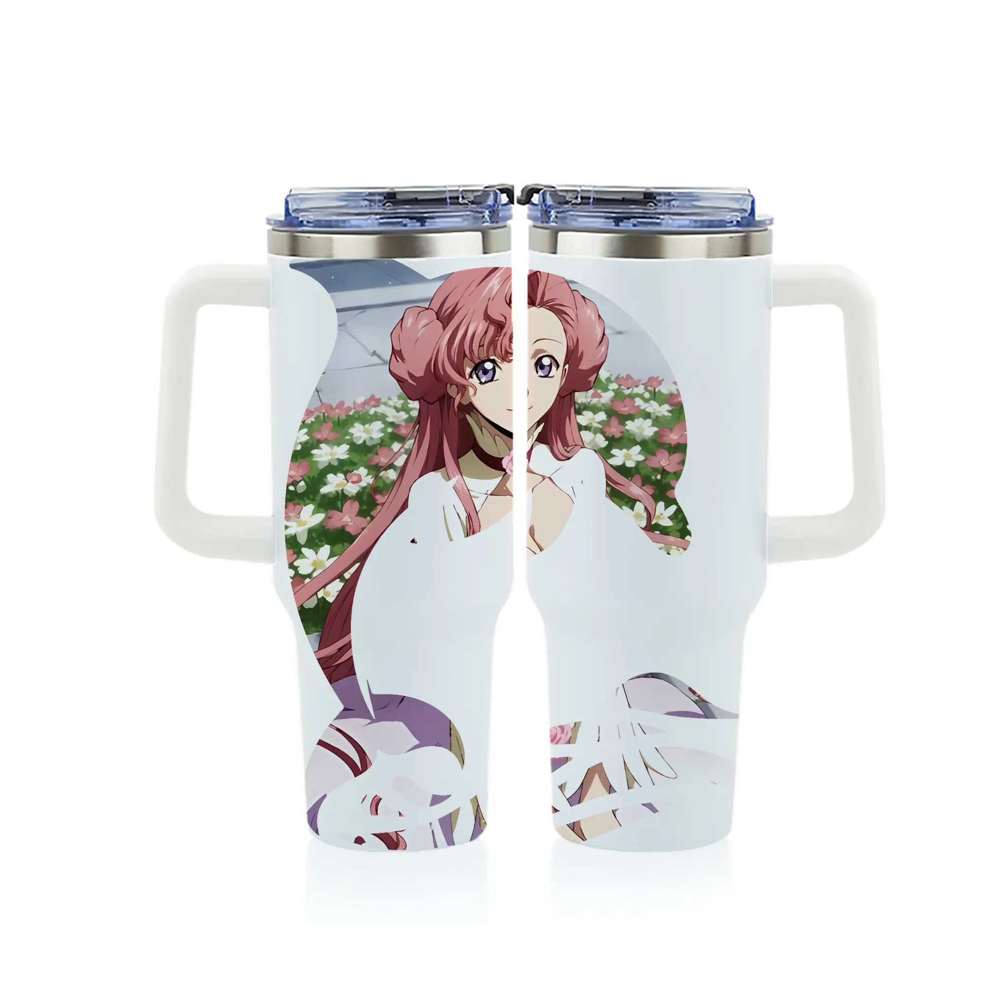 コードギアス 反逆のルルーシュ グッズ ユーフェミア・リ・ブリタニア - 1200mL フルプリント車用タンブラー ・ 304ステンレス 内側 ・ 201ステンレス 外側 ・ 保温 保冷 ・ 通勤 ドライブ アウトドア用