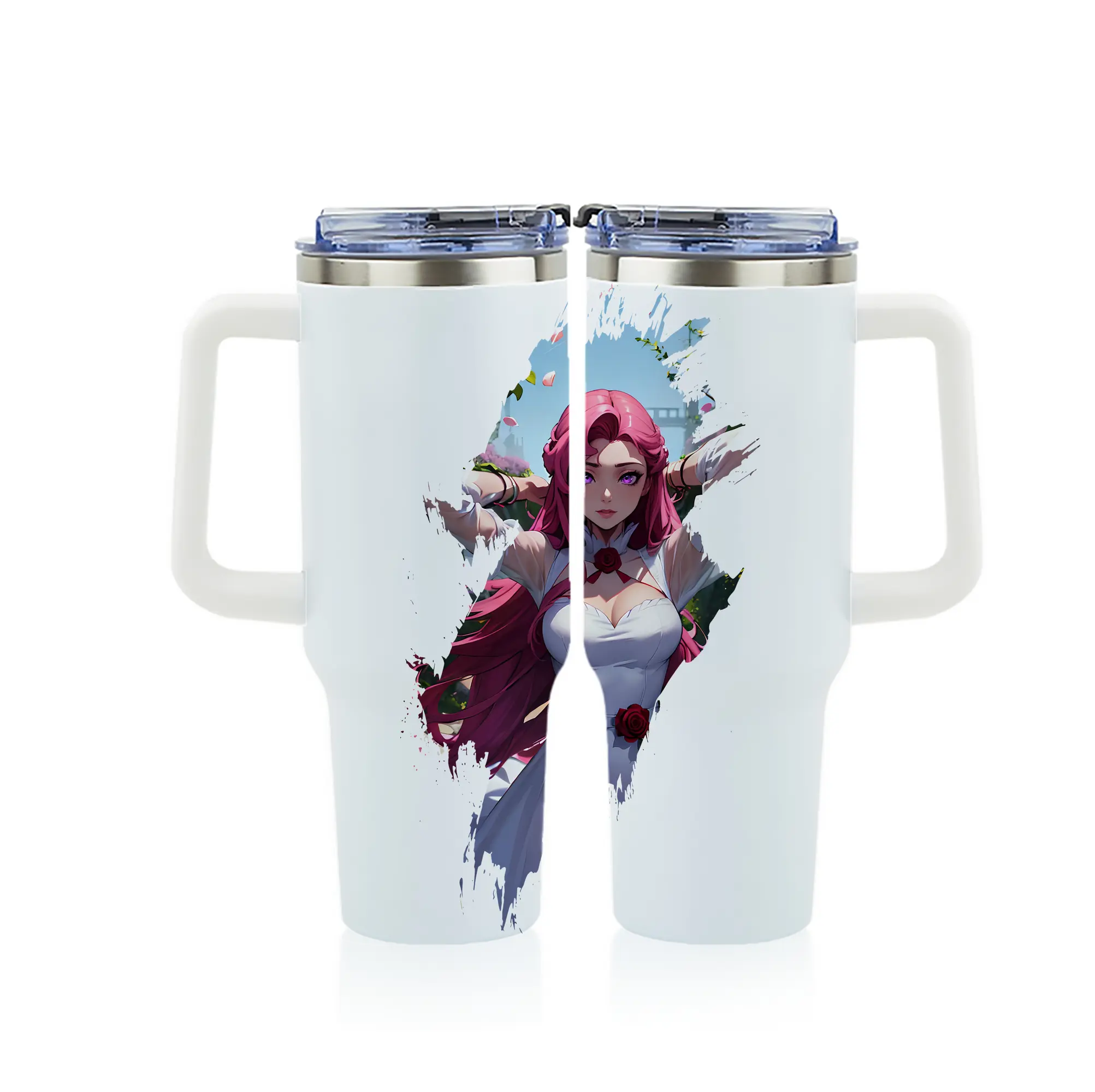 コードギアス 反逆のルルーシュ グッズ ユーフェミア・リ・ブリタニア - 1200mL フルプリント車用タンブラー ・ 304ステンレス 内側 ・ 201ステンレス 外側 ・ 保温 保冷 ・ 通勤 ドライブ アウトドア用