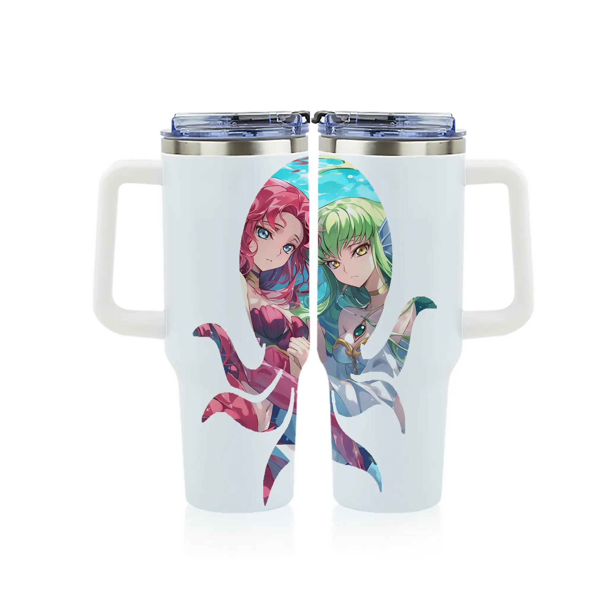 コードギアス 反逆のルルーシュ グッズ ユーフェミア・リ・ブリタニア - 1200mL フルプリント車用タンブラー ・ 304ステンレス 内側 ・ 201ステンレス 外側 ・ 保温 保冷 ・ 通勤 ドライブ アウトドア用