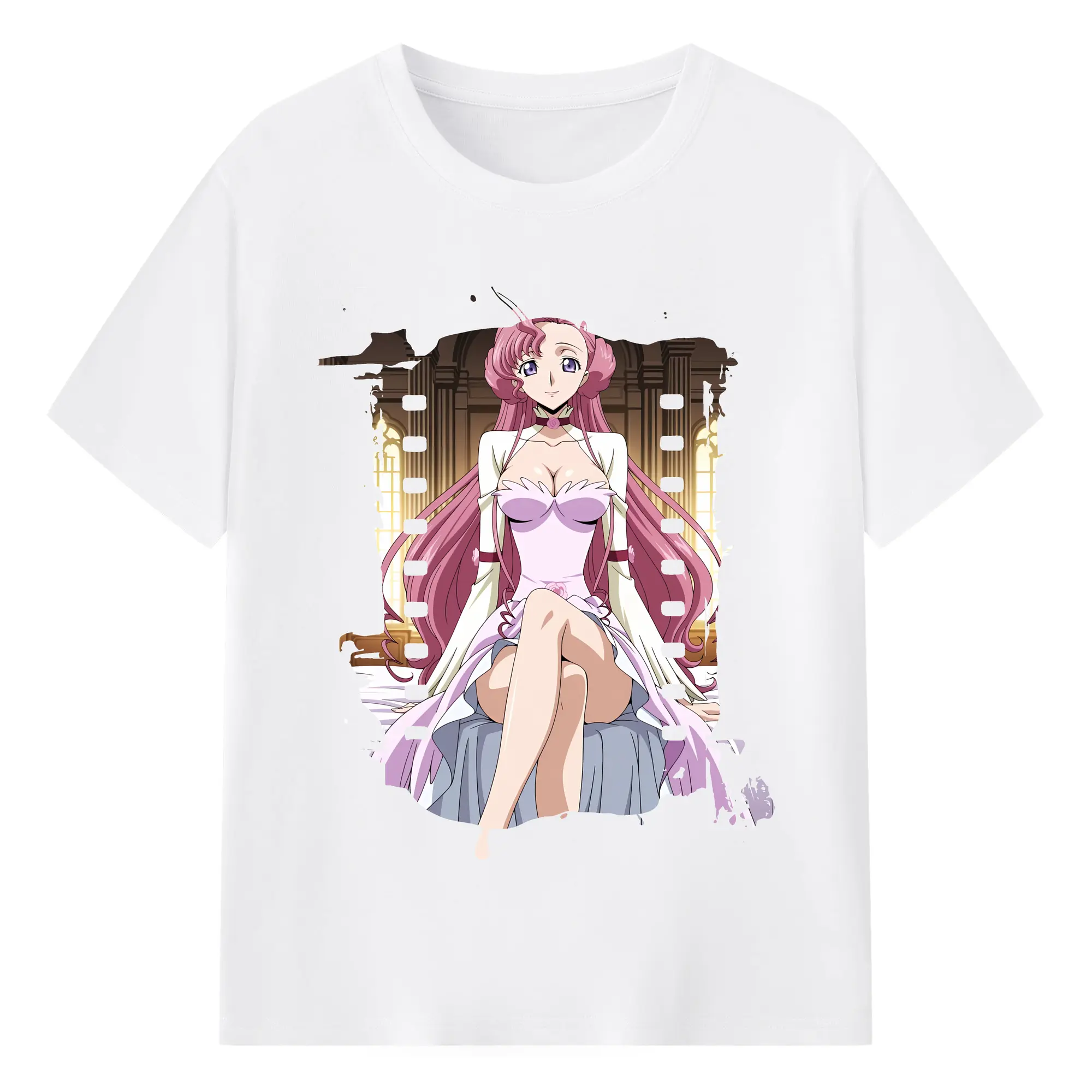 コードギアス 反逆のルルーシュ グッズ ユーフェミア・リ・ブリタニア - 綿100％ 半袖Tシャツ ・ フロントプリント ・ 快適 通気性 ・ 日常使い 散歩 スポーツ用