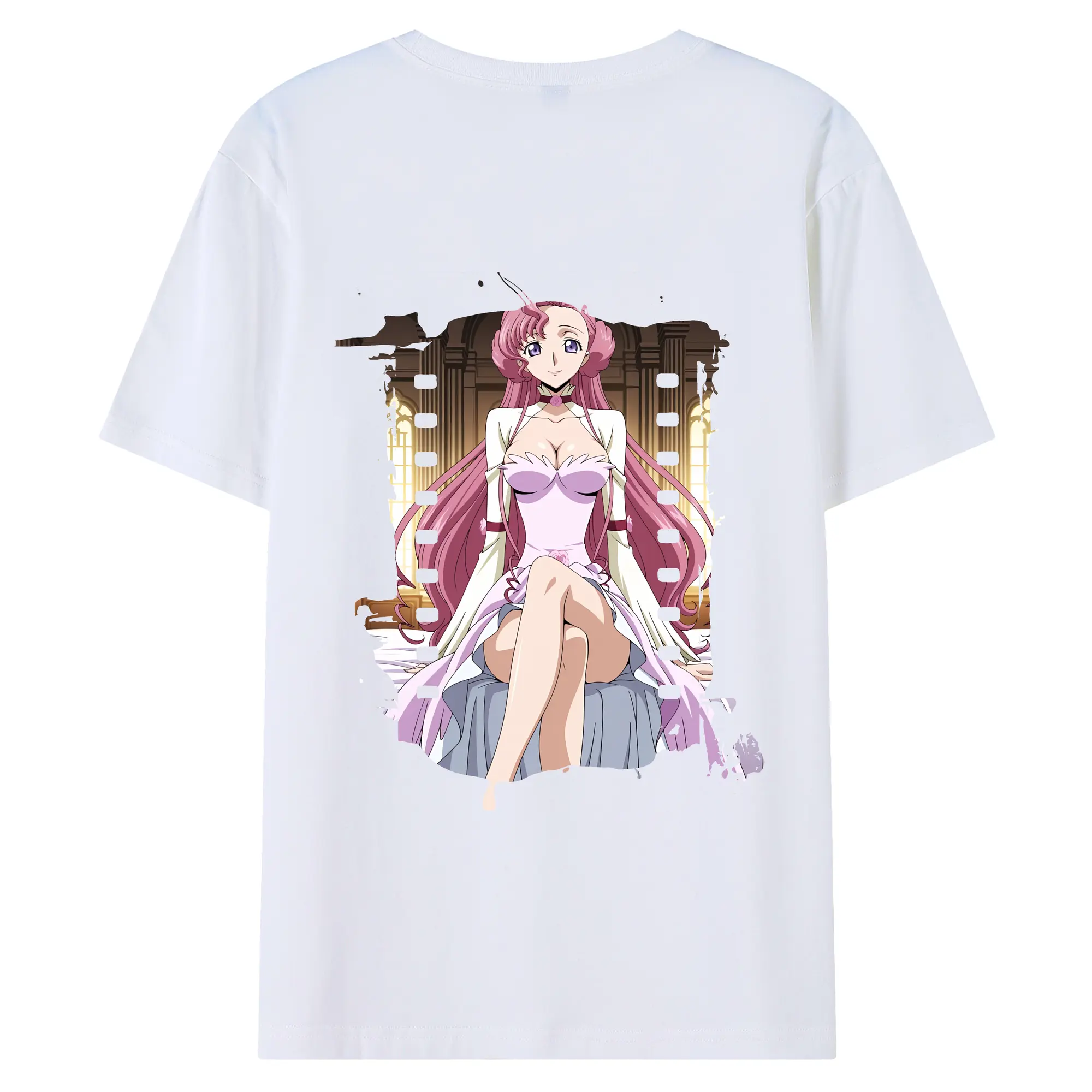 コードギアス 反逆のルルーシュ グッズ ユーフェミア・リ・ブリタニア - 綿100％ 半袖Tシャツ ・ バックプリント ・ 快適 通気性 ・ 日常使い 散歩 スポーツ用