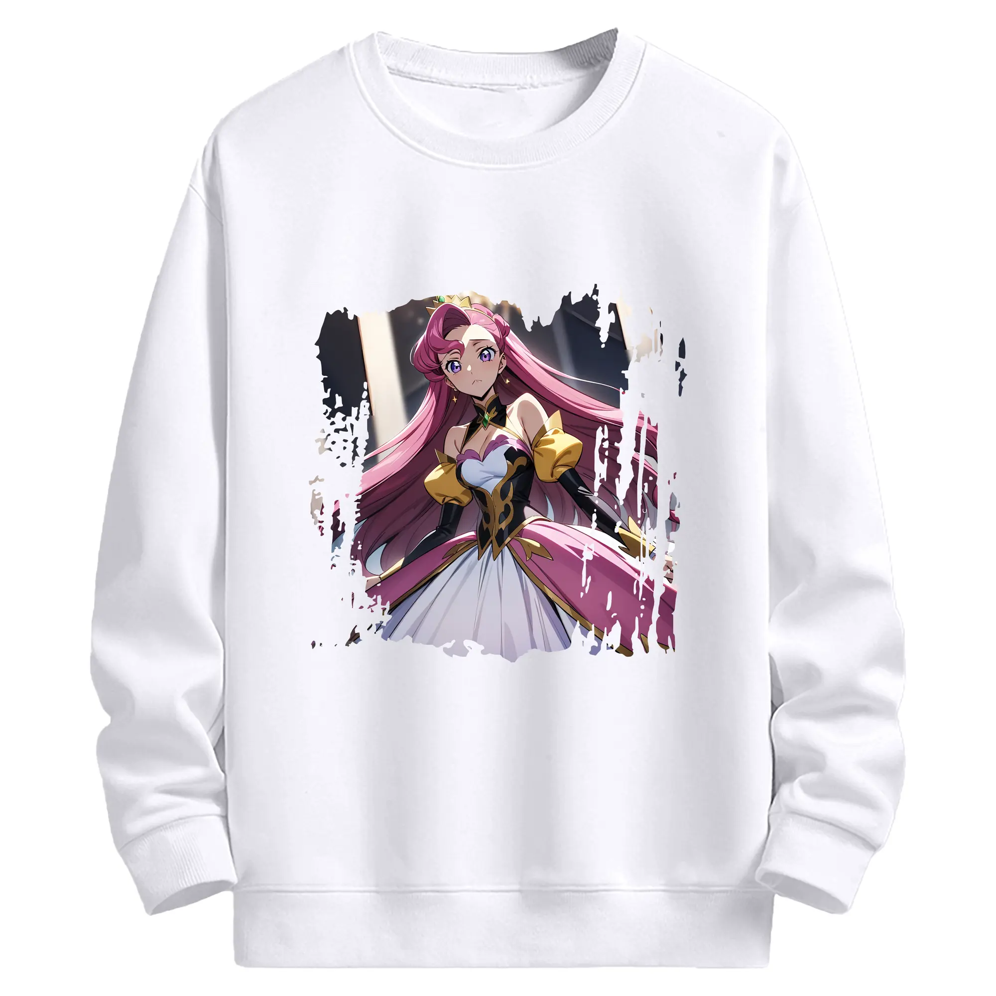 コードギアス 反逆のルルーシュ グッズ ユーフェミア・リ・ブリタニア - 高品質 クルーネック スウェット ・ コットン59％ ポリエステル41％ ・ ユニセックス 長袖 トレーナー ・ カジュアル デイリー スポーツ 散歩用