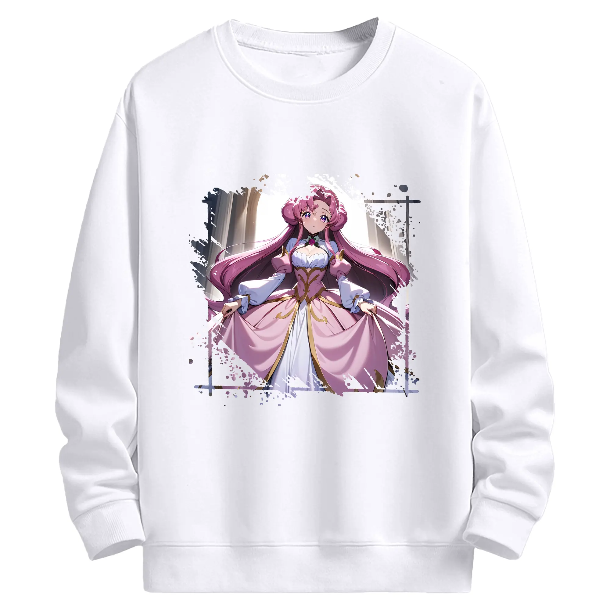 コードギアス 反逆のルルーシュ グッズ ユーフェミア・リ・ブリタニア - 高品質 クルーネック スウェット ・ コットン59％ ポリエステル41％ ・ ユニセックス 長袖 トレーナー ・ カジュアル デイリー スポーツ 散歩用