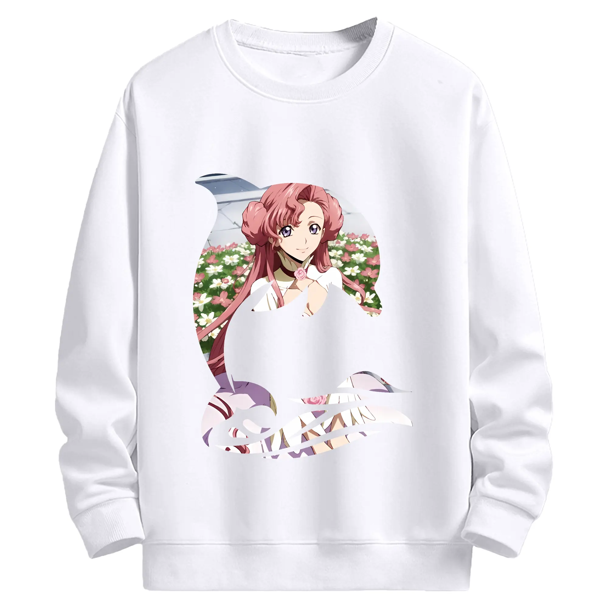 コードギアス 反逆のルルーシュ グッズ ユーフェミア・リ・ブリタニア - 高品質 クルーネック スウェット ・ コットン59％ ポリエステル41％ ・ ユニセックス 長袖 トレーナー ・ カジュアル デイリー スポーツ 散歩用