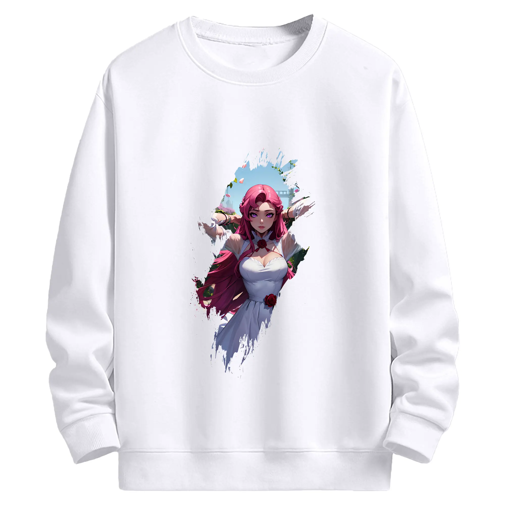コードギアス 反逆のルルーシュ グッズ ユーフェミア・リ・ブリタニア - 高品質 クルーネック スウェット ・ コットン59％ ポリエステル41％ ・ ユニセックス 長袖 トレーナー ・ カジュアル デイリー スポーツ 散歩用