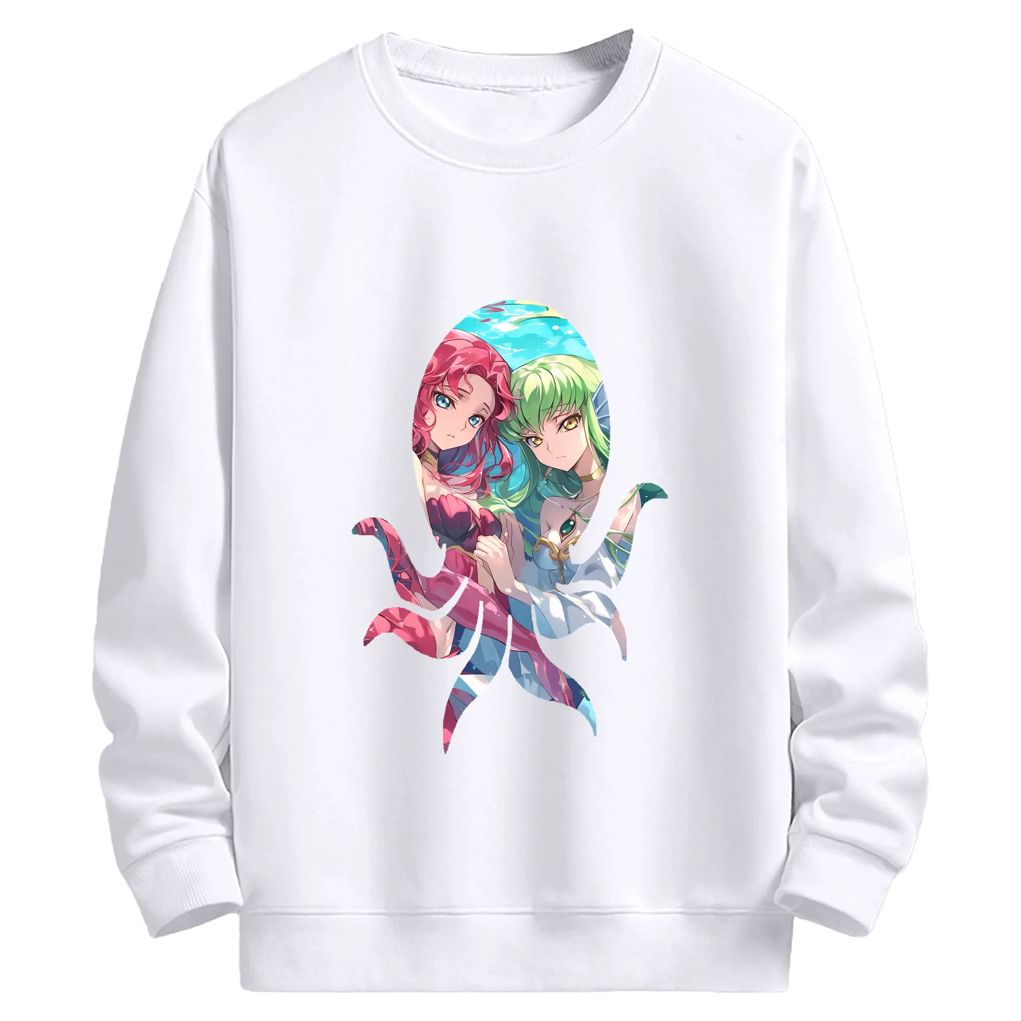 コードギアス 反逆のルルーシュ グッズ ユーフェミア・リ・ブリタニア - 高品質 クルーネック スウェット ・ コットン59％ ポリエステル41％ ・ ユニセックス 長袖 トレーナー ・ カジュアル デイリー スポーツ 散歩用