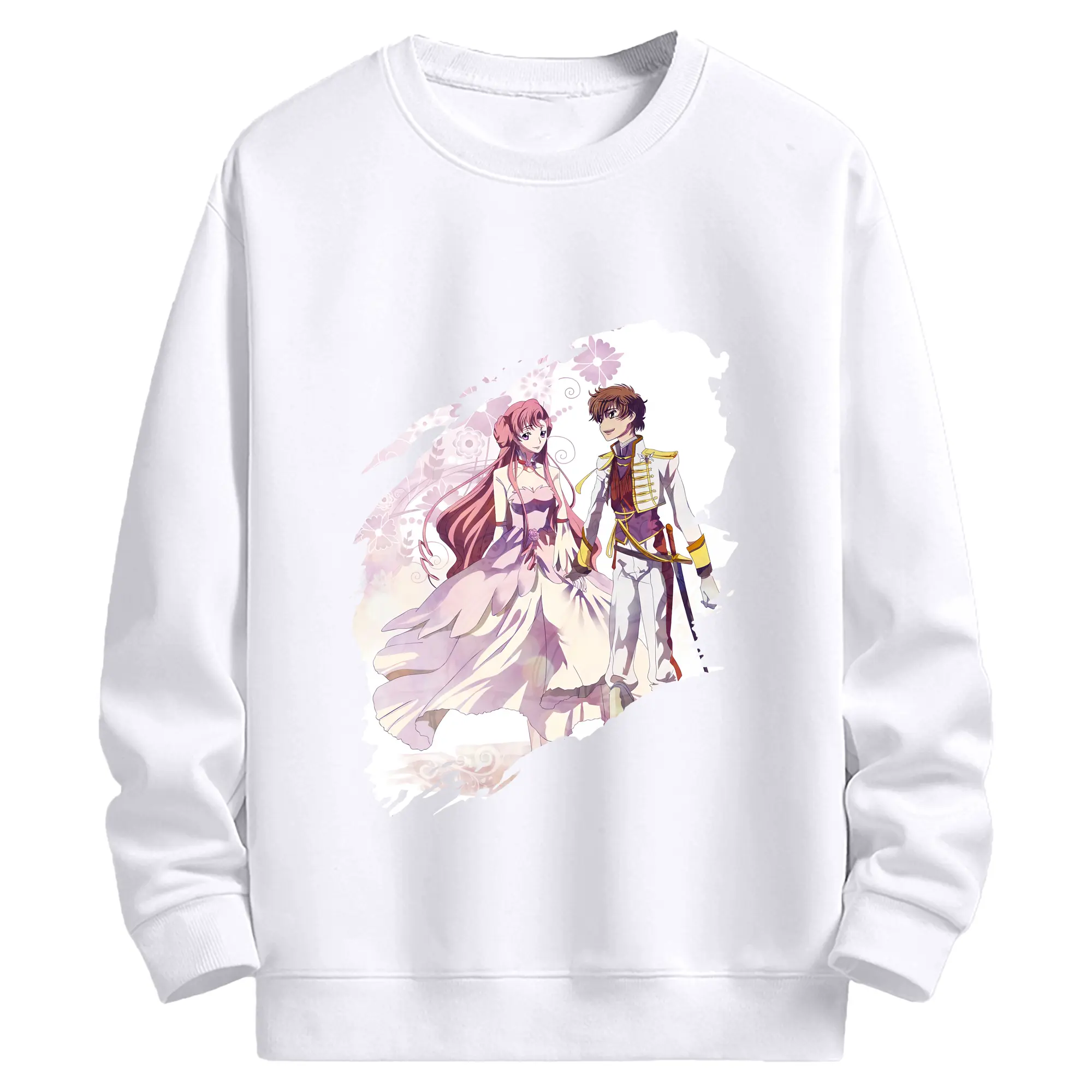 コードギアス 反逆のルルーシュ グッズ ユーフェミア・リ・ブリタニア - 高品質 クルーネック スウェット ・ コットン59％ ポリエステル41％ ・ ユニセックス 長袖 トレーナー ・ カジュアル デイリー スポーツ 散歩用