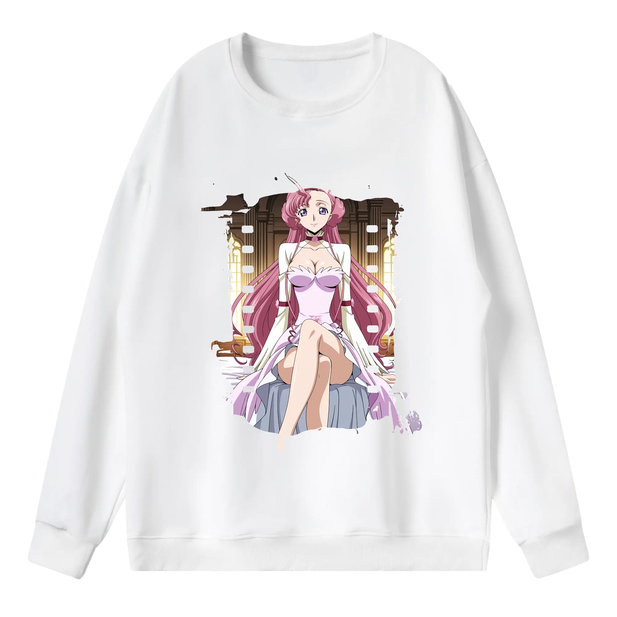 コードギアス 反逆のルルーシュ グッズ ユーフェミア・リ・ブリタニア - 薄手 クルーネック スウェット 裏毛260g · ポリエステル 春秋向け カジュアル 男女兼用 · トレーナー デイリー スポーツ 散歩に最適