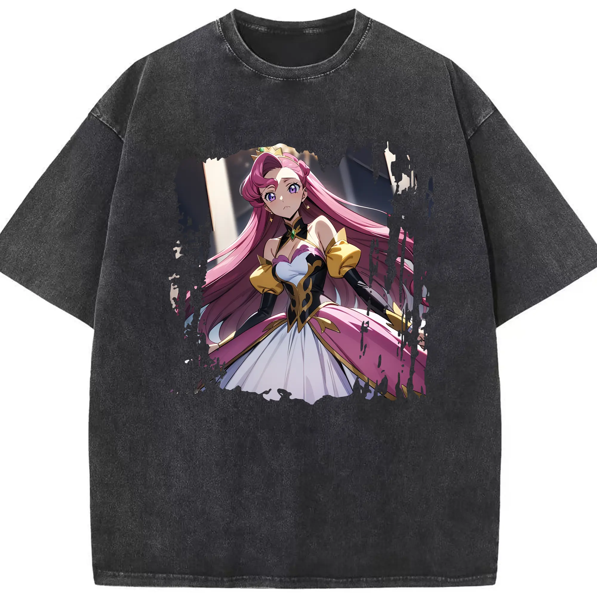 コードギアス 反逆のルルーシュ グッズ ユーフェミア・リ・ブリタニア - 綿100％ ヴィンテージ風 半袖Tシャツ ・ フロントプリント ・ 柔らか肌触り ・ 通気性 快適 ・ スポーツ カジュアル 外出用