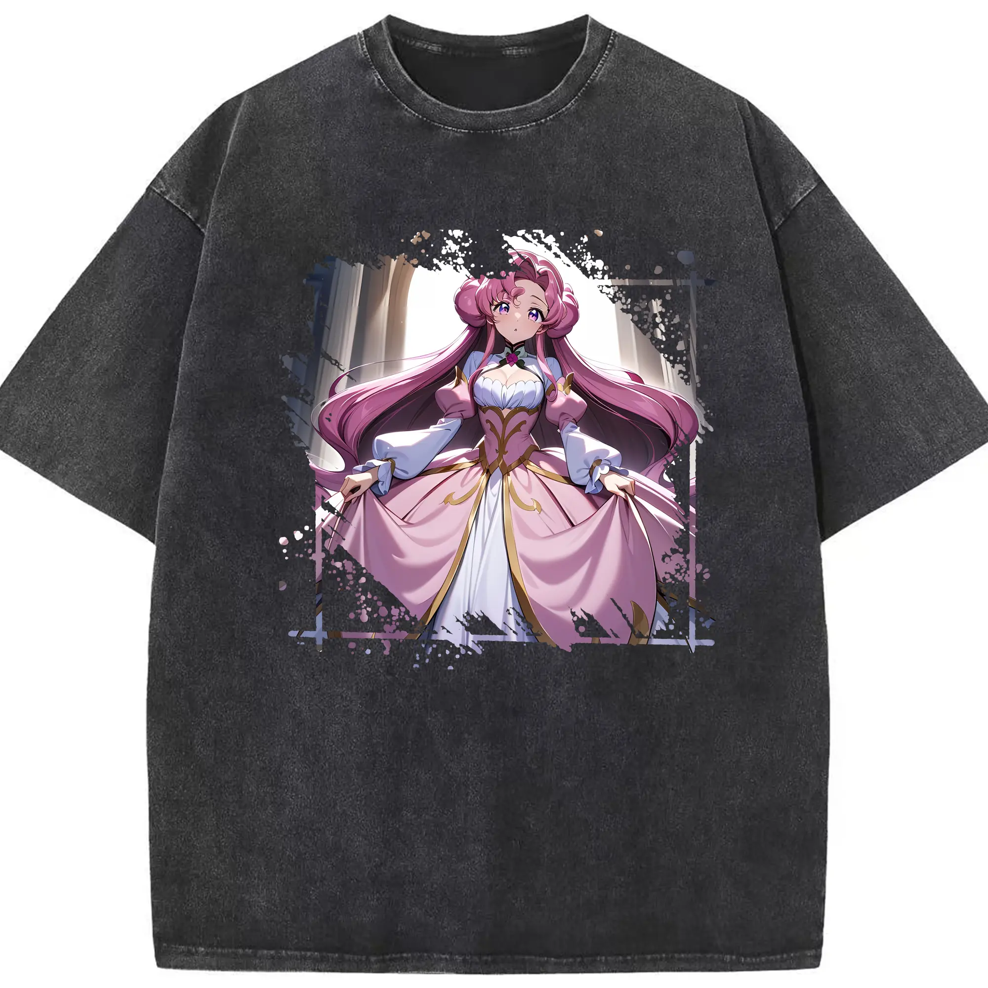 コードギアス 反逆のルルーシュ グッズ ユーフェミア・リ・ブリタニア - 綿100％ ヴィンテージ風 半袖Tシャツ ・ フロントプリント ・ 柔らか肌触り ・ 通気性 快適 ・ スポーツ カジュアル 外出用