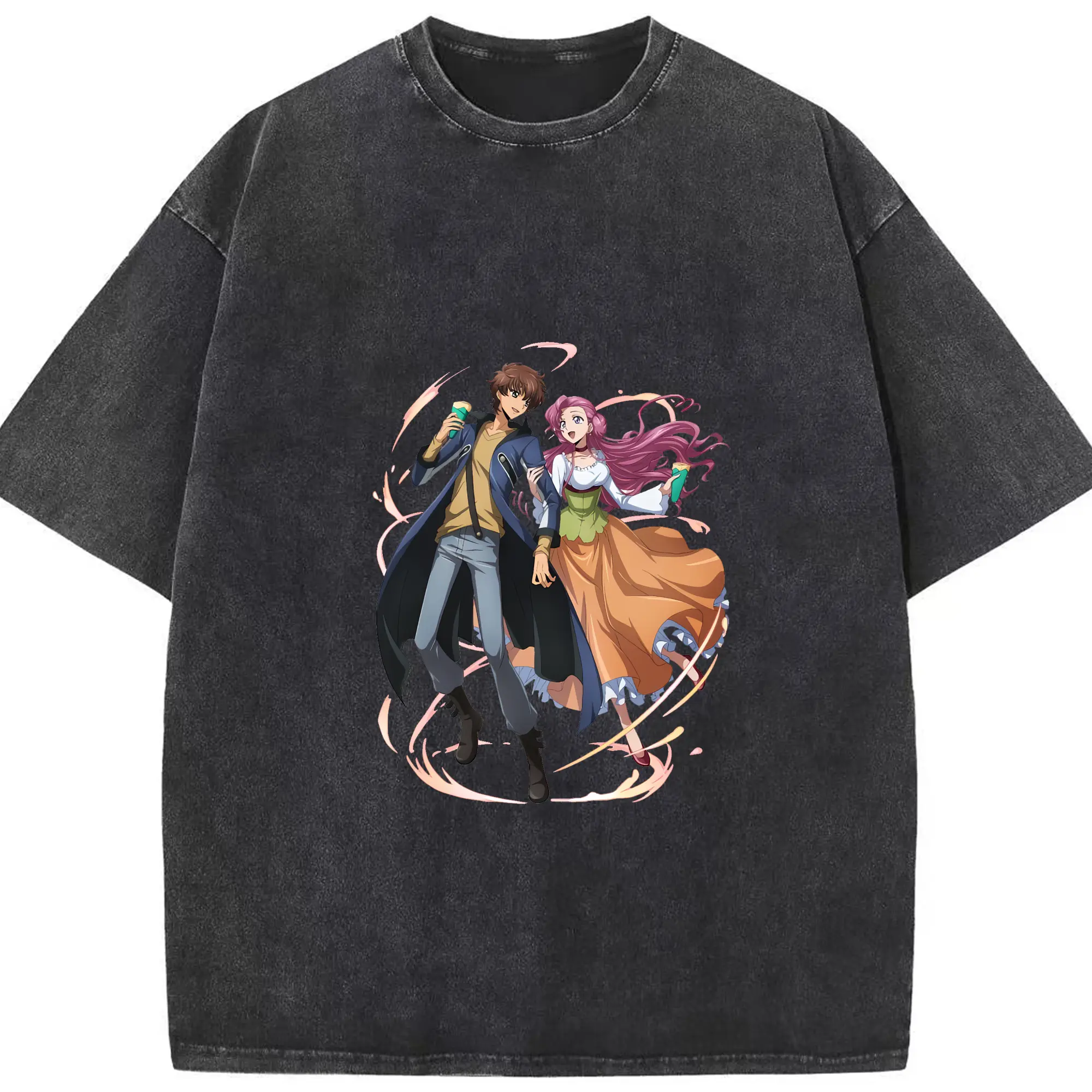 コードギアス 反逆のルルーシュ グッズ ユーフェミア・リ・ブリタニア - 綿100％ ヴィンテージ風 半袖Tシャツ ・ フロントプリント ・ 柔らか肌触り ・ 通気性 快適 ・ スポーツ カジュアル 外出用