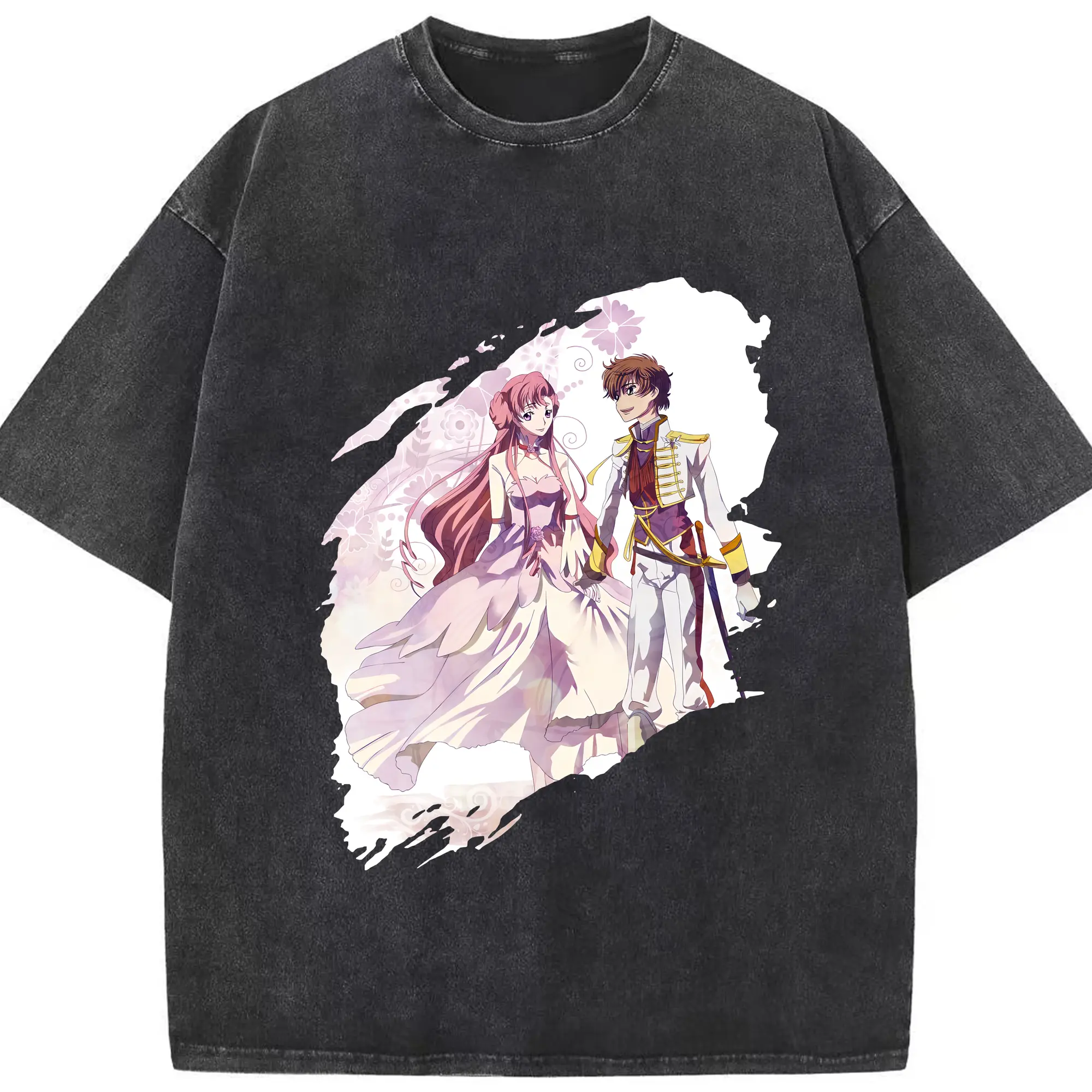 コードギアス 反逆のルルーシュ グッズ ユーフェミア・リ・ブリタニア - 綿100％ ヴィンテージ風 半袖Tシャツ ・ フロントプリント ・ 柔らか肌触り ・ 通気性 快適 ・ スポーツ カジュアル 外出用