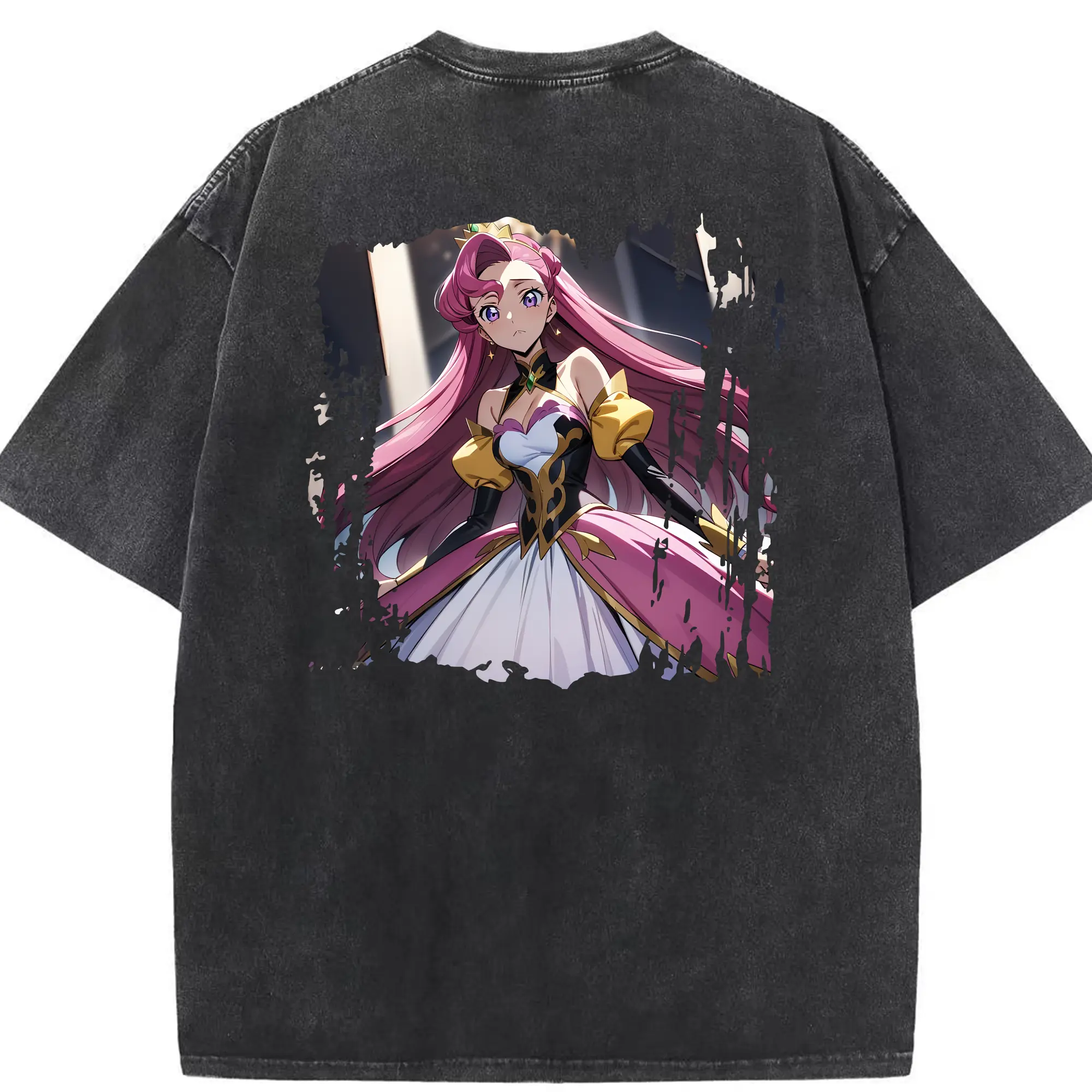 コードギアス 反逆のルルーシュ グッズ ユーフェミア・リ・ブリタニア - 綿100％ ヴィンテージ風 半袖Tシャツ ・ 背面プリント ・ 柔らか肌触り ・ 通気性 快適 ・ スポーツ カジュアル 外出用